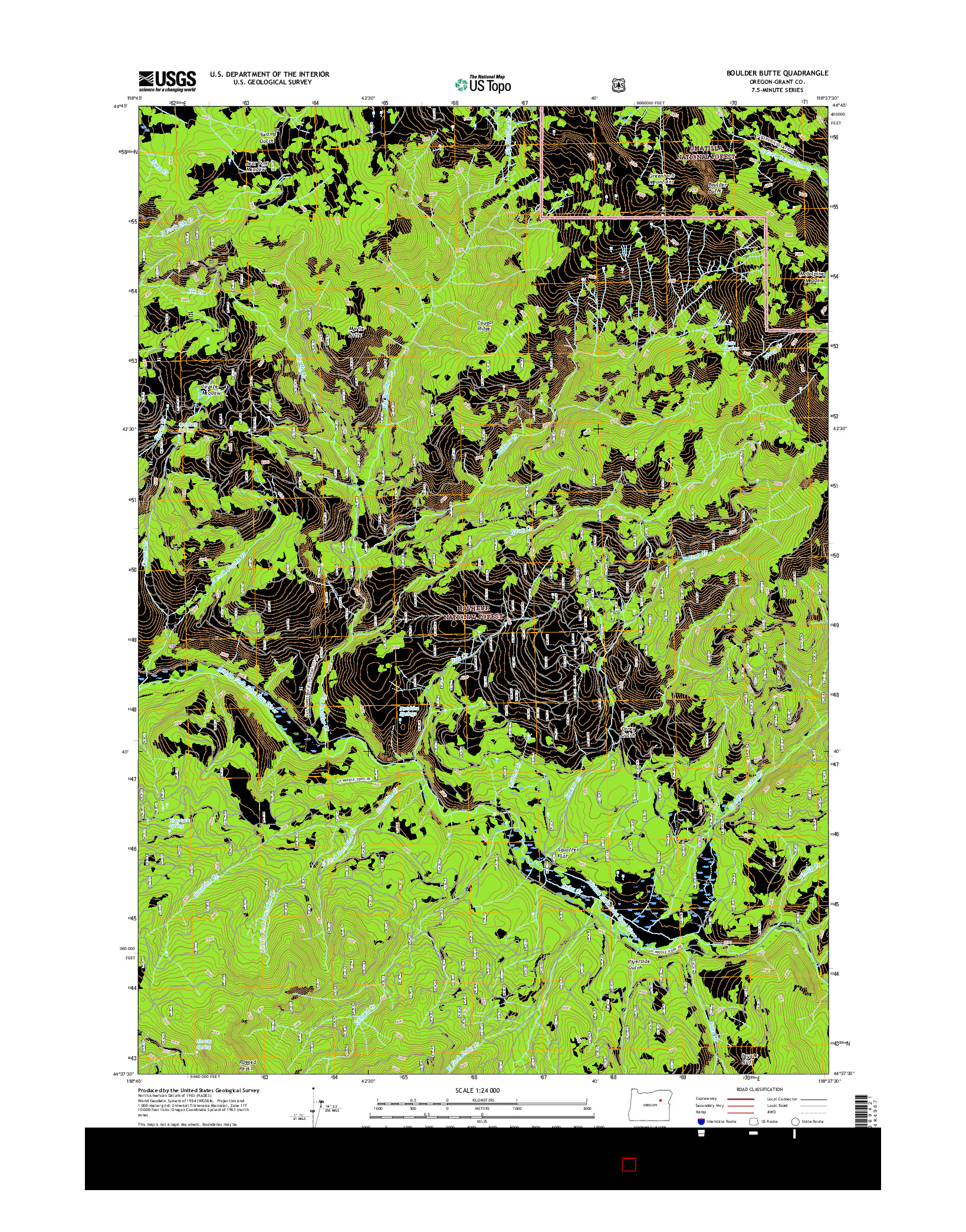 USGS US TOPO 7.5-MINUTE MAP FOR BOULDER BUTTE, OR 2017