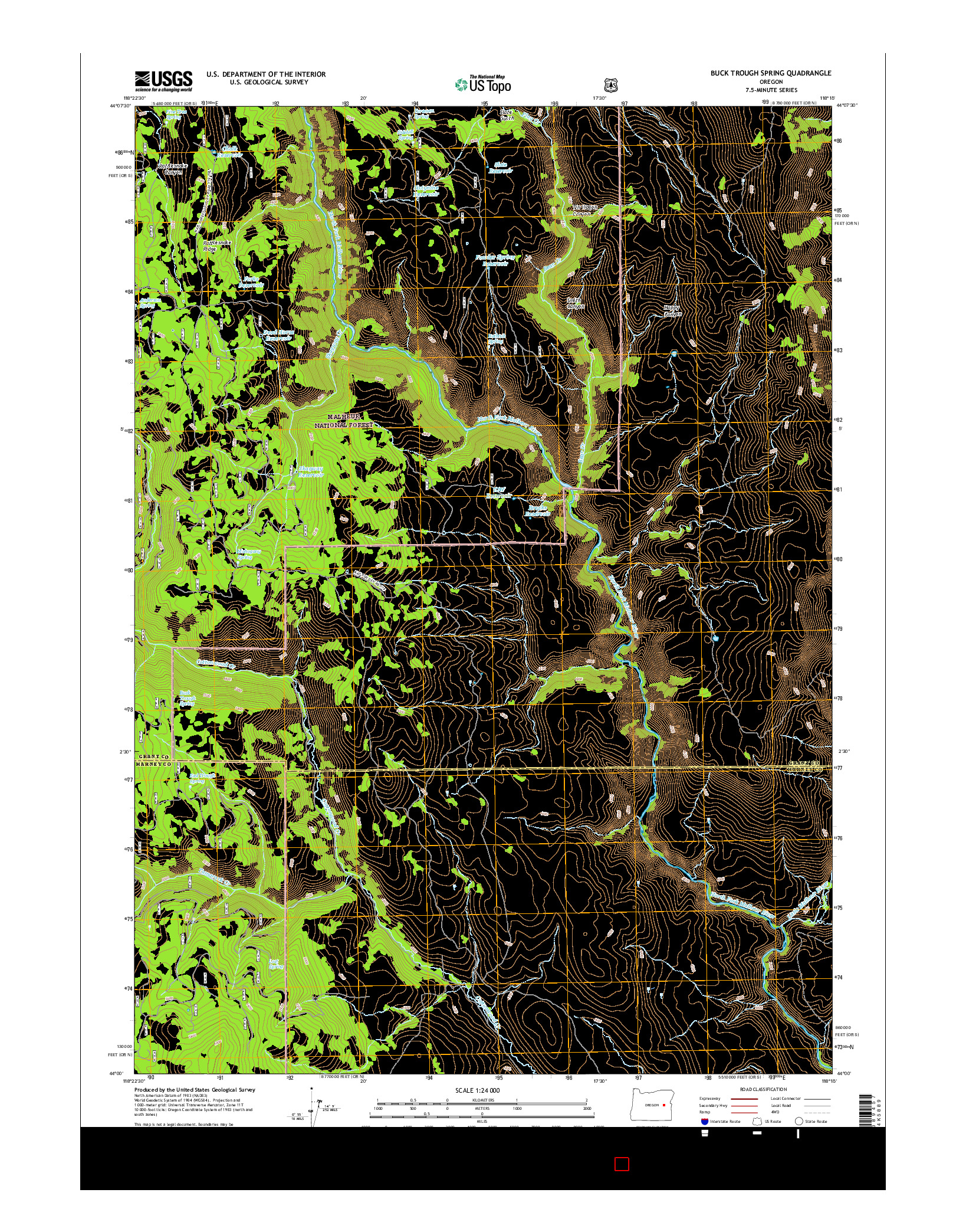 USGS US TOPO 7.5-MINUTE MAP FOR BUCK TROUGH SPRING, OR 2017