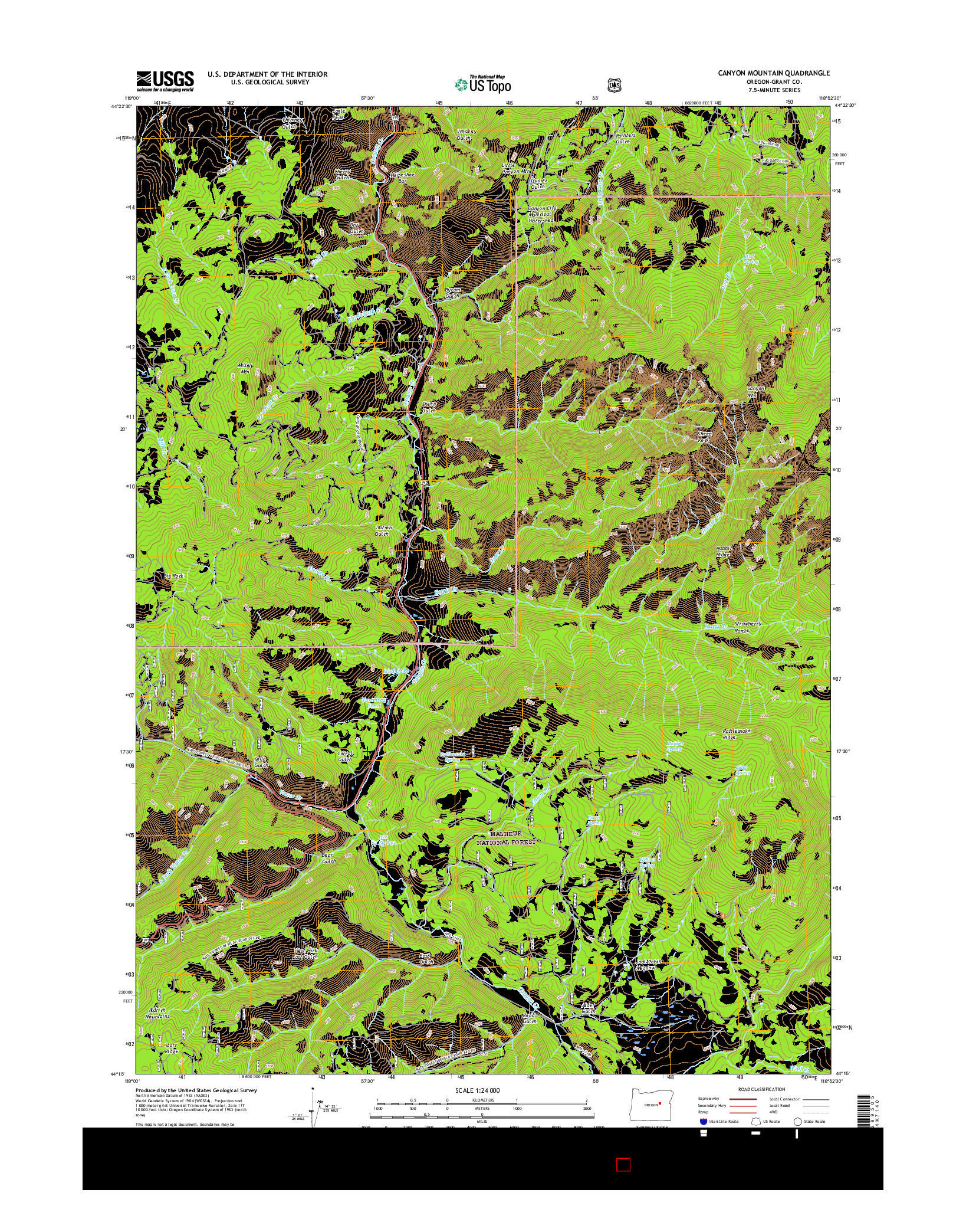 USGS US TOPO 7.5-MINUTE MAP FOR CANYON MOUNTAIN, OR 2017