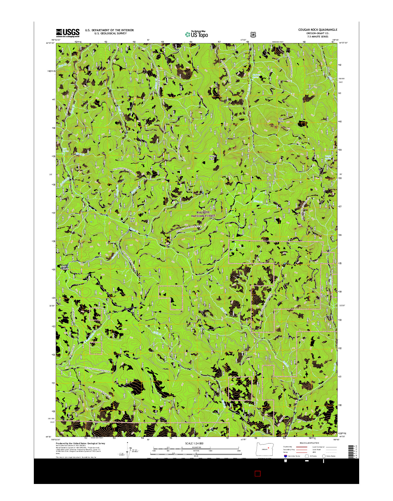 USGS US TOPO 7.5-MINUTE MAP FOR COUGAR ROCK, OR 2017