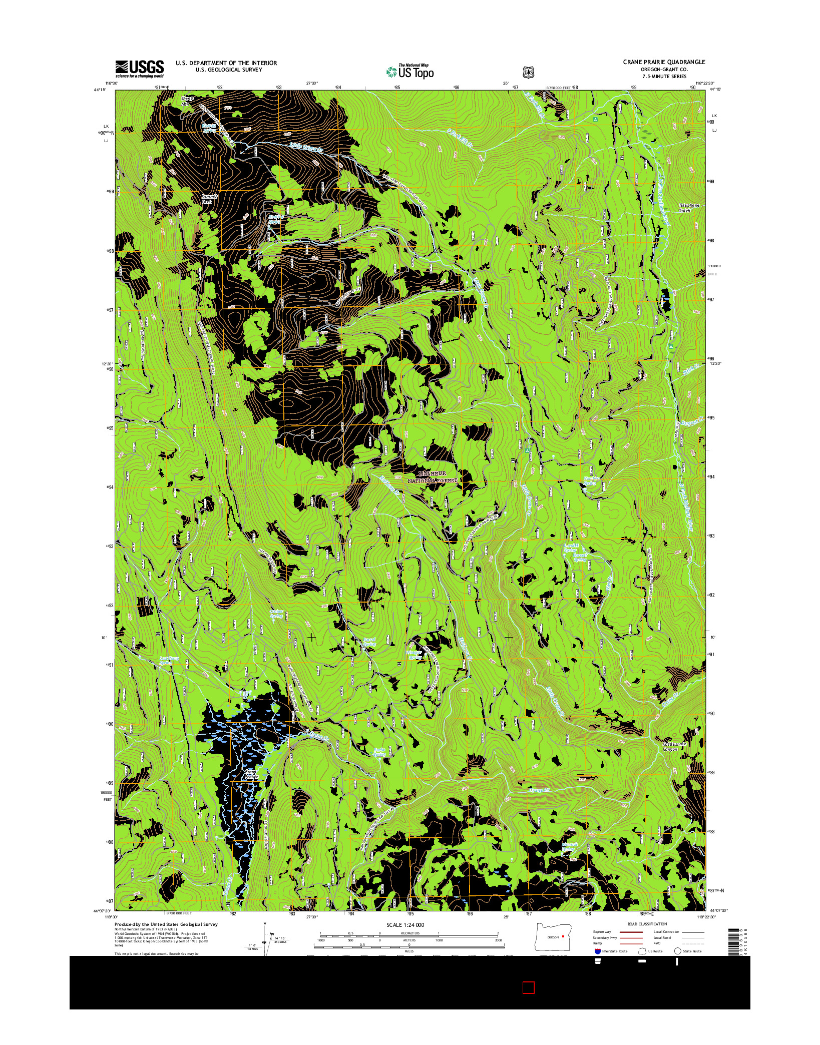 USGS US TOPO 7.5-MINUTE MAP FOR CRANE PRAIRIE, OR 2017