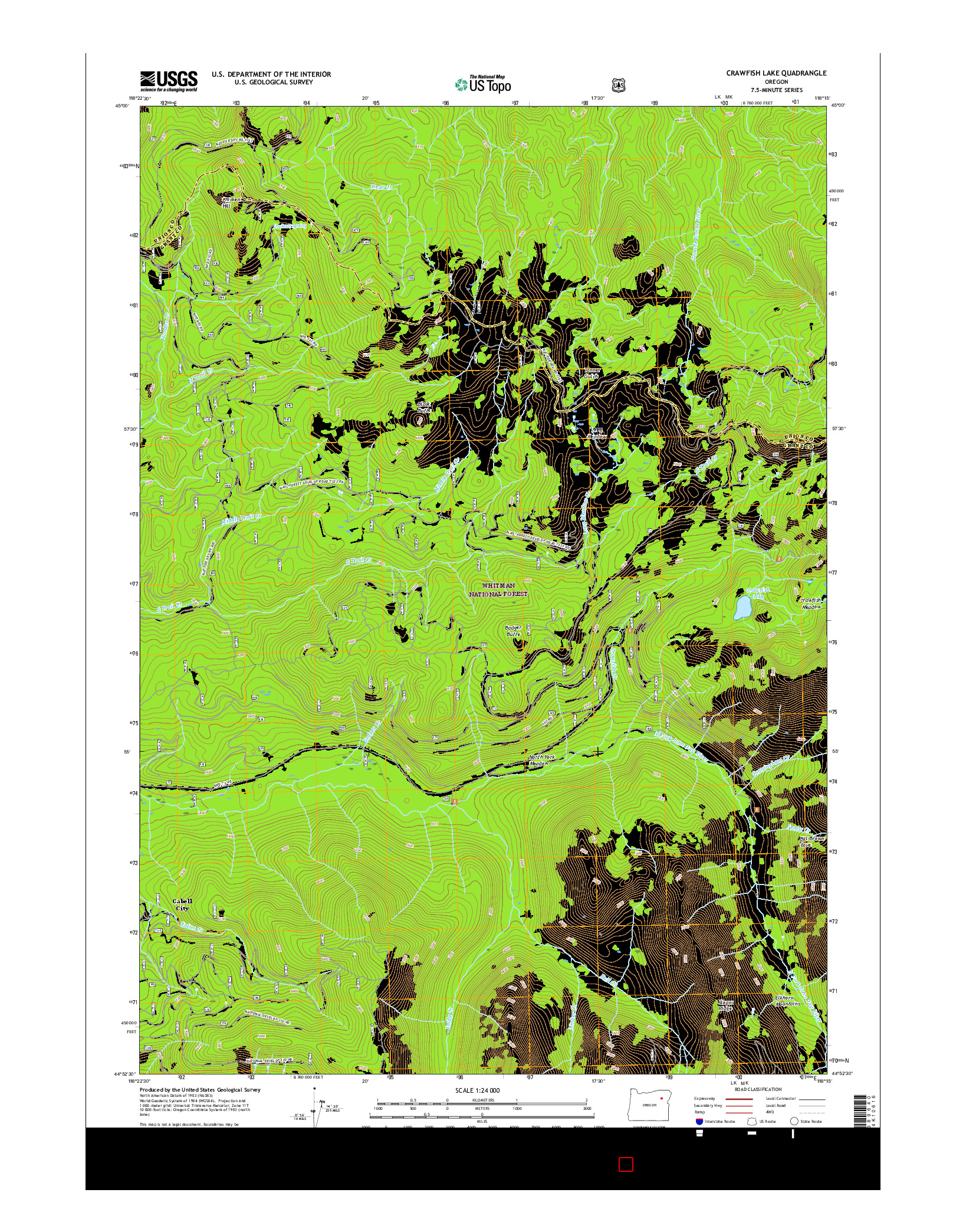 USGS US TOPO 7.5-MINUTE MAP FOR CRAWFISH LAKE, OR 2017
