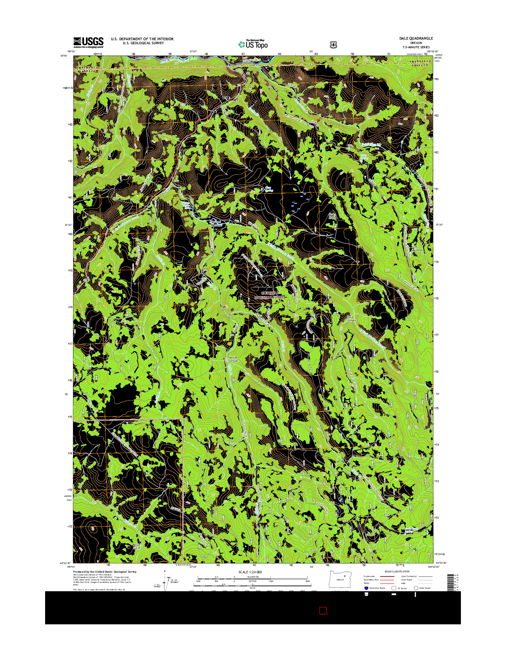 USGS US TOPO 7.5-MINUTE MAP FOR DALE, OR 2017