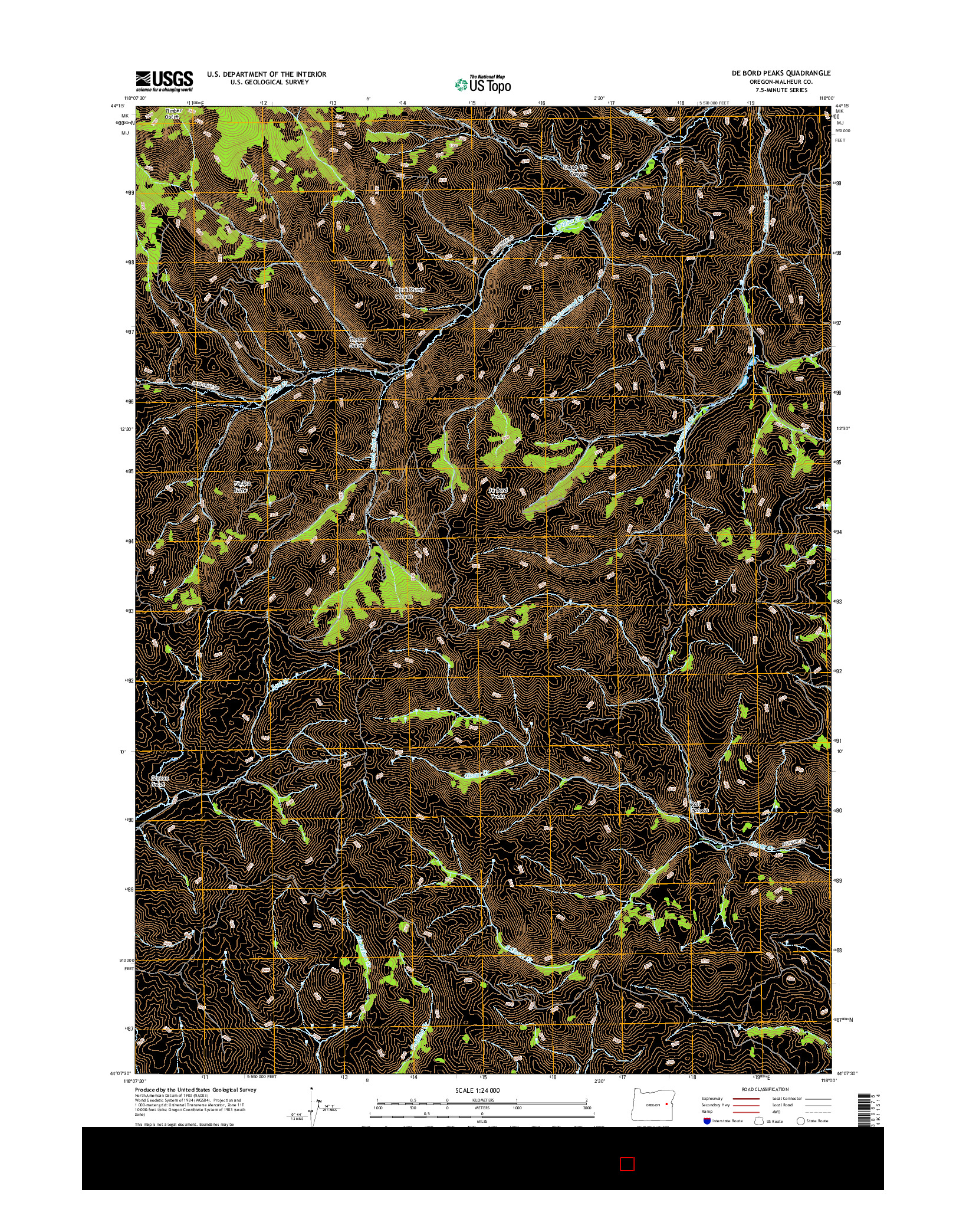 USGS US TOPO 7.5-MINUTE MAP FOR DE BORD PEAKS, OR 2017