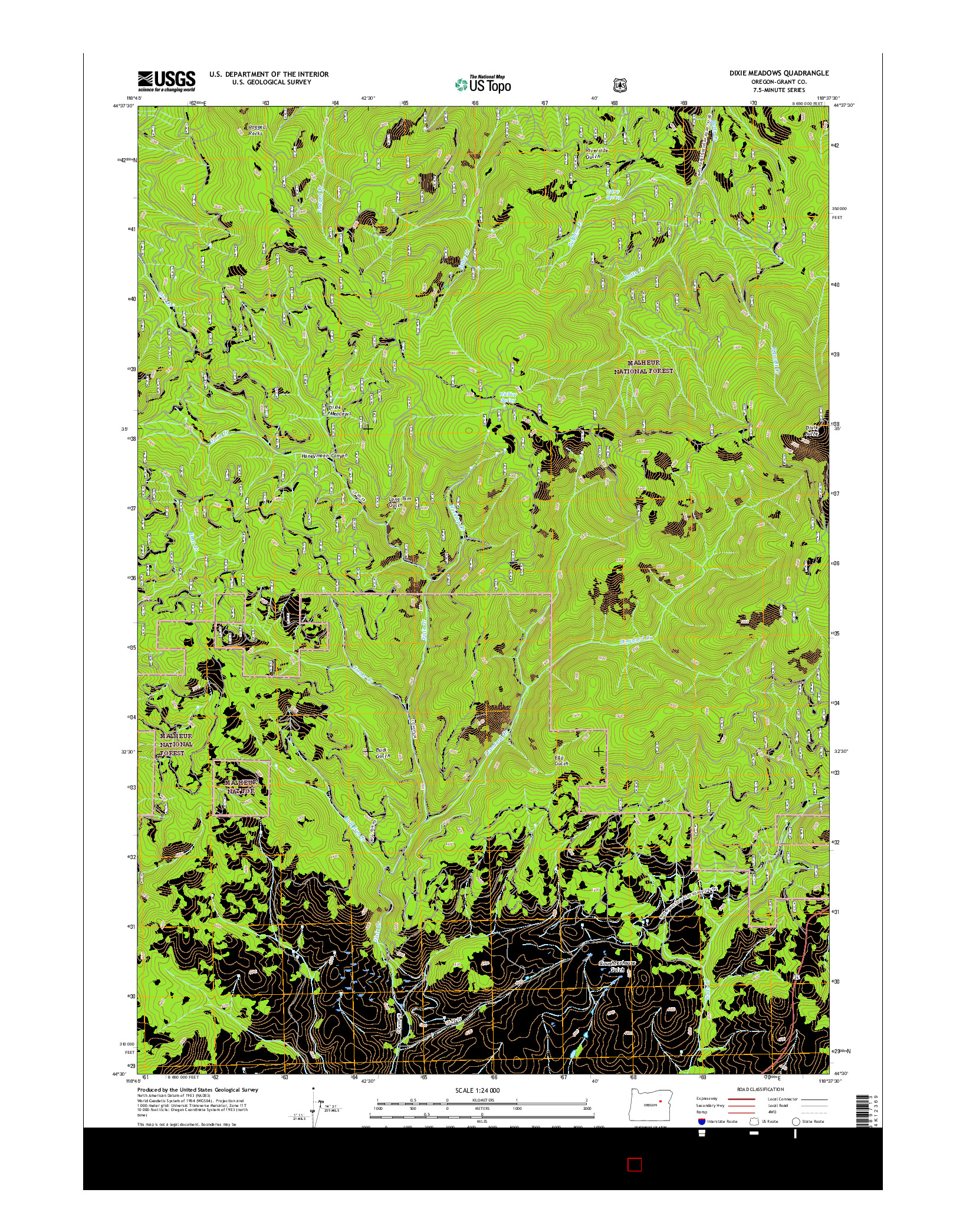 USGS US TOPO 7.5-MINUTE MAP FOR DIXIE MEADOWS, OR 2017