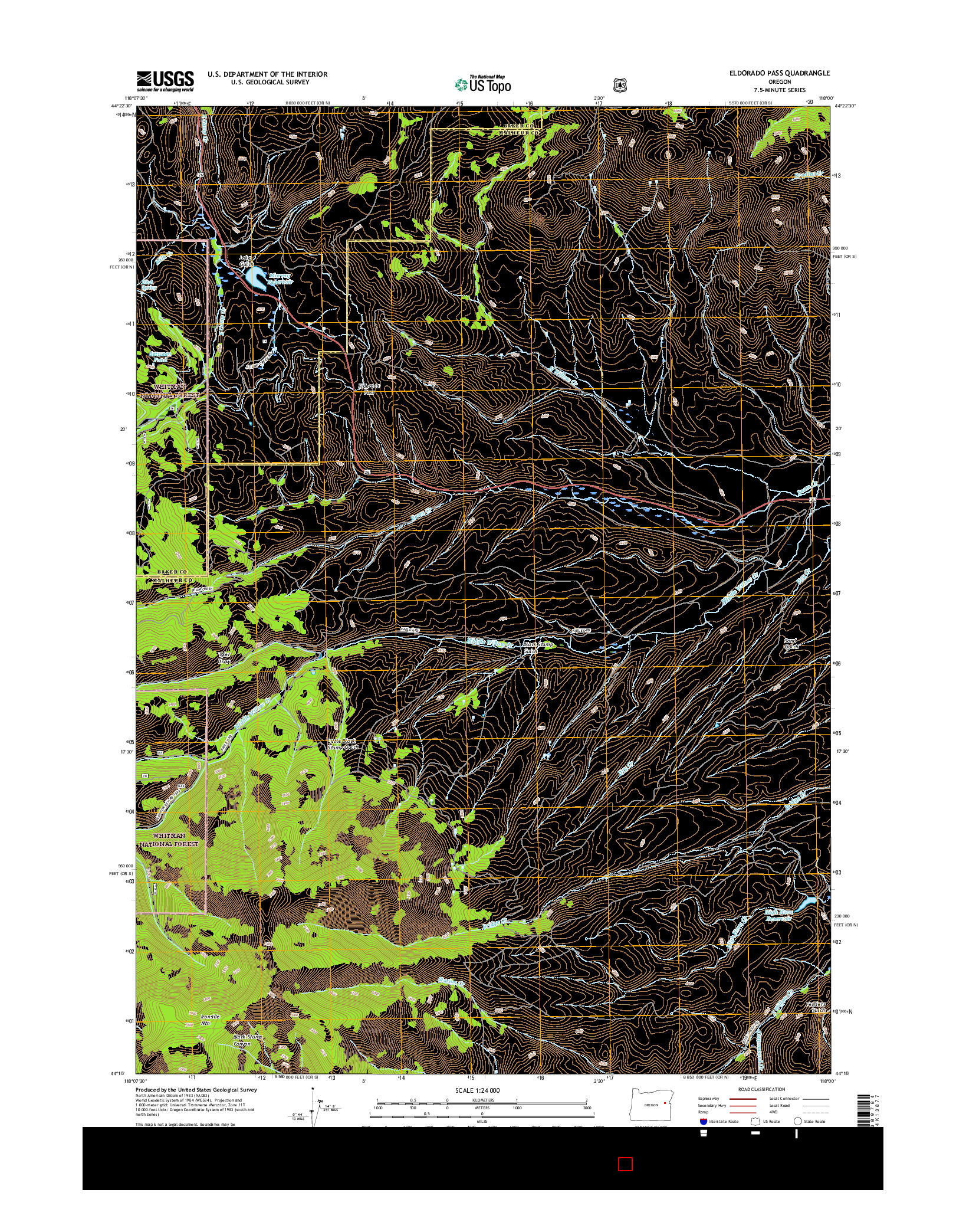 USGS US TOPO 7.5-MINUTE MAP FOR ELDORADO PASS, OR 2017