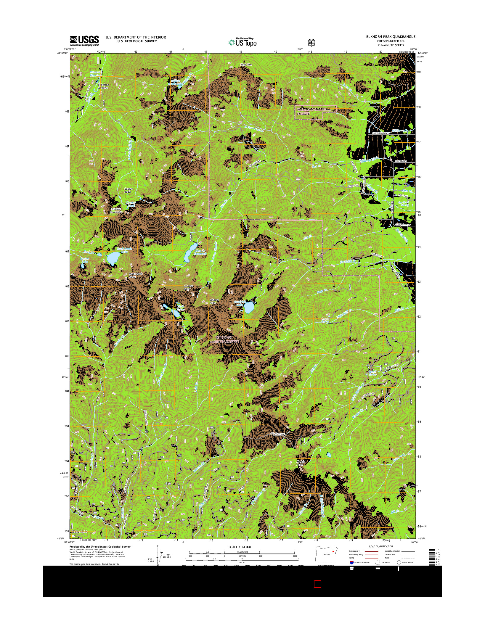 USGS US TOPO 7.5-MINUTE MAP FOR ELKHORN PEAK, OR 2017