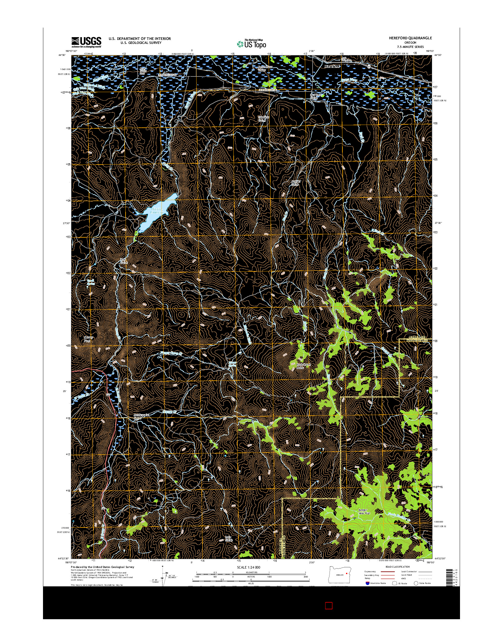 USGS US TOPO 7.5-MINUTE MAP FOR HEREFORD, OR 2017