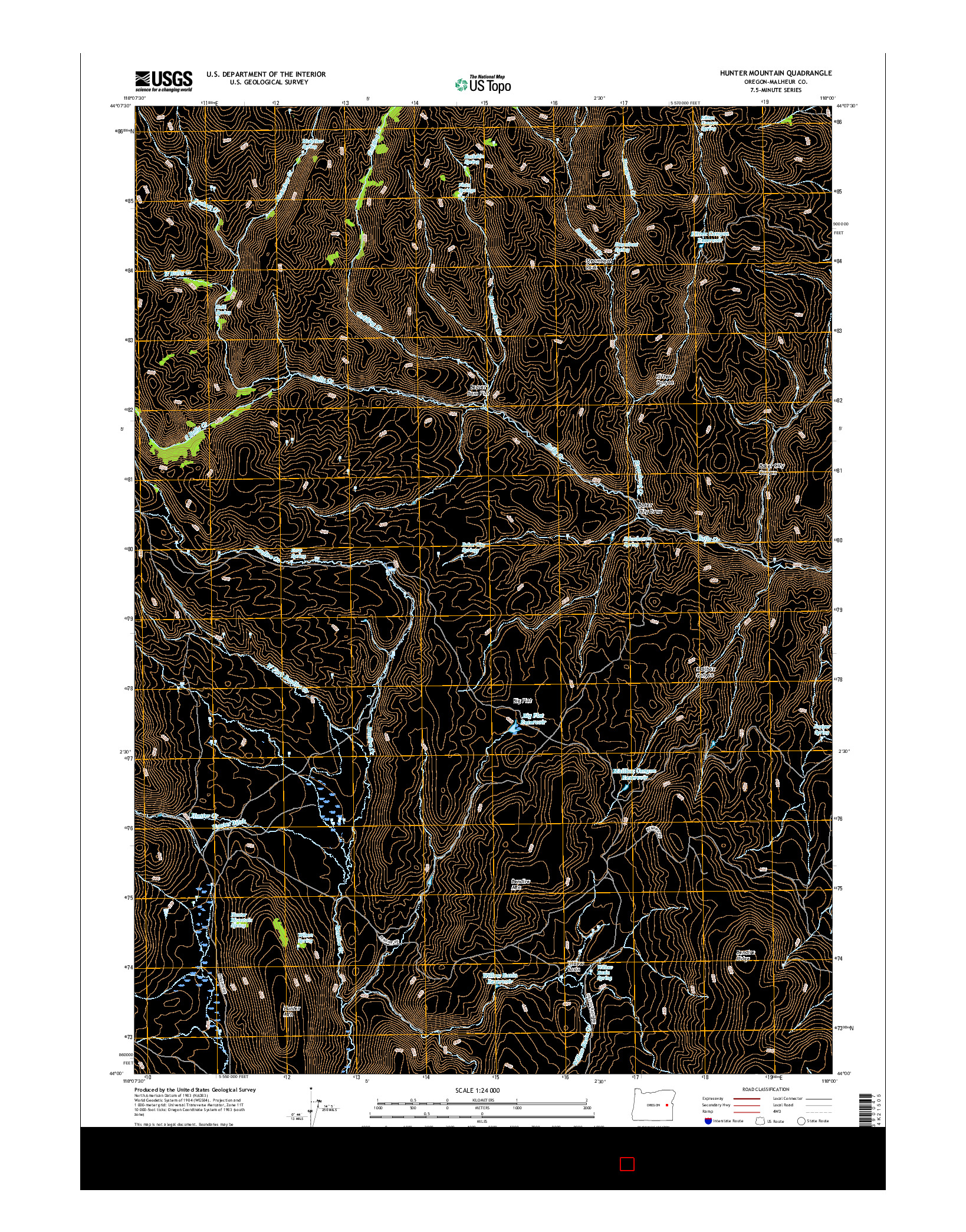 USGS US TOPO 7.5-MINUTE MAP FOR HUNTER MOUNTAIN, OR 2017