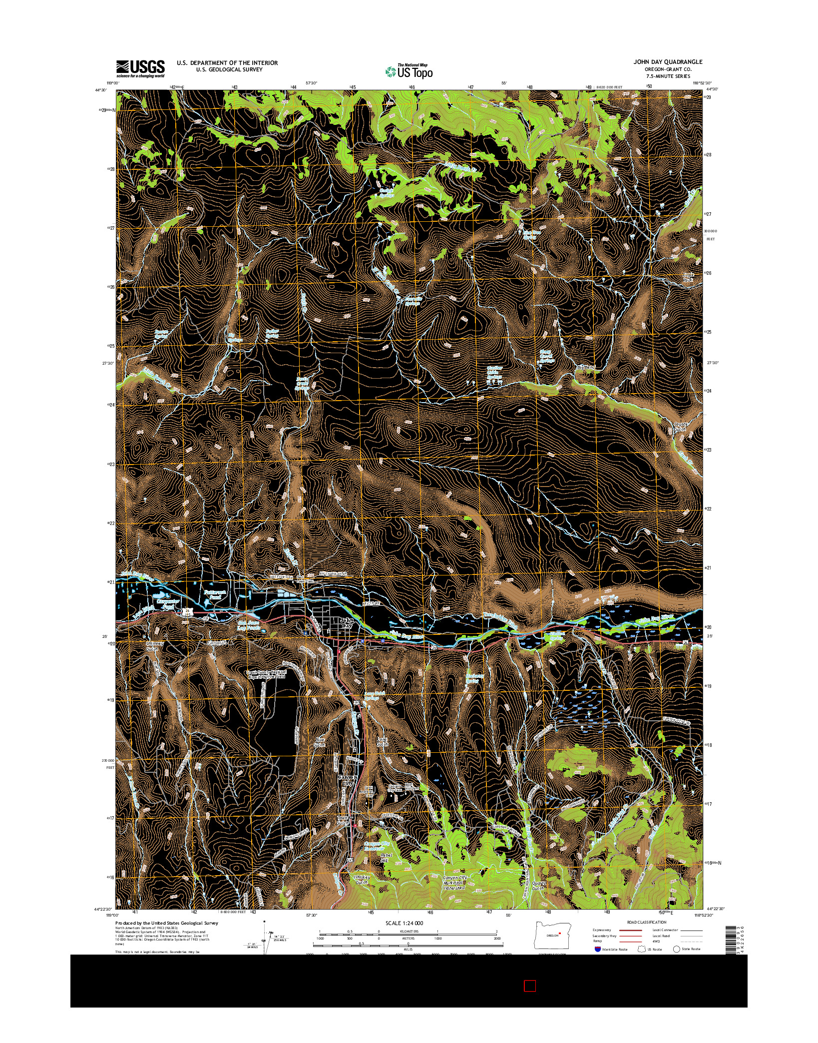 USGS US TOPO 7.5-MINUTE MAP FOR JOHN DAY, OR 2017