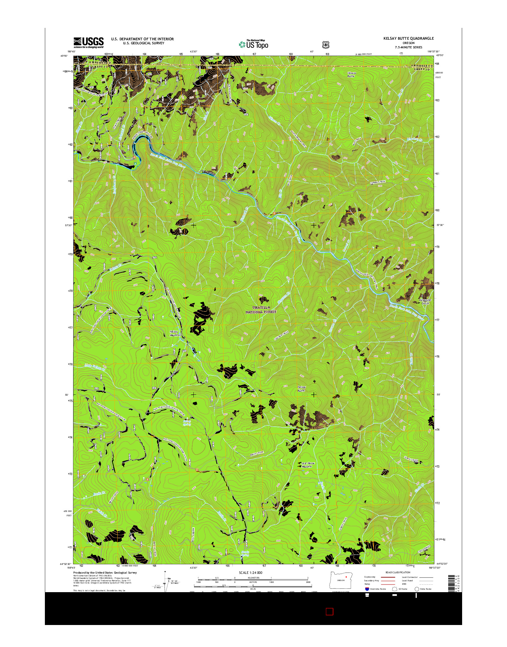 USGS US TOPO 7.5-MINUTE MAP FOR KELSAY BUTTE, OR 2017