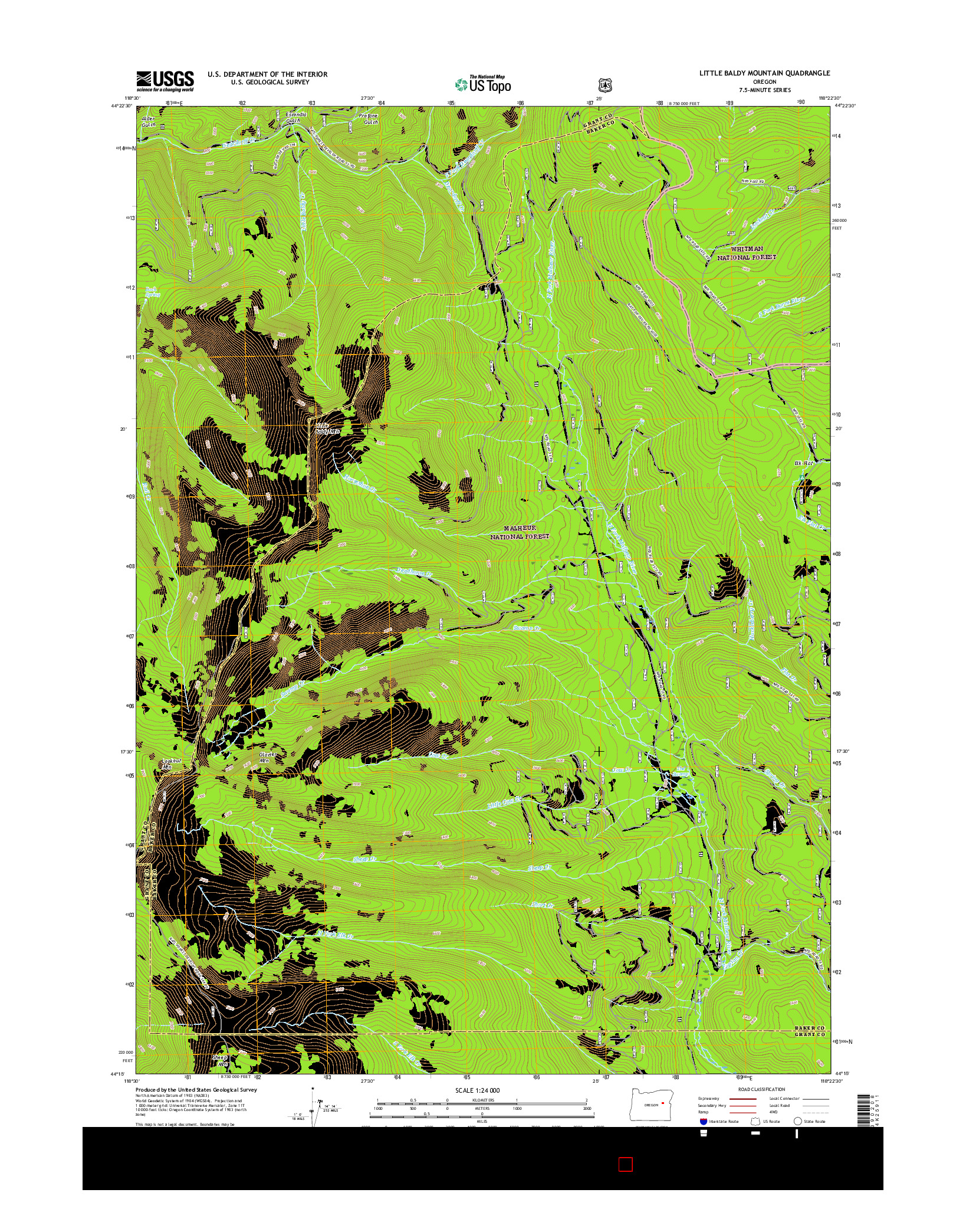 USGS US TOPO 7.5-MINUTE MAP FOR LITTLE BALDY MOUNTAIN, OR 2017