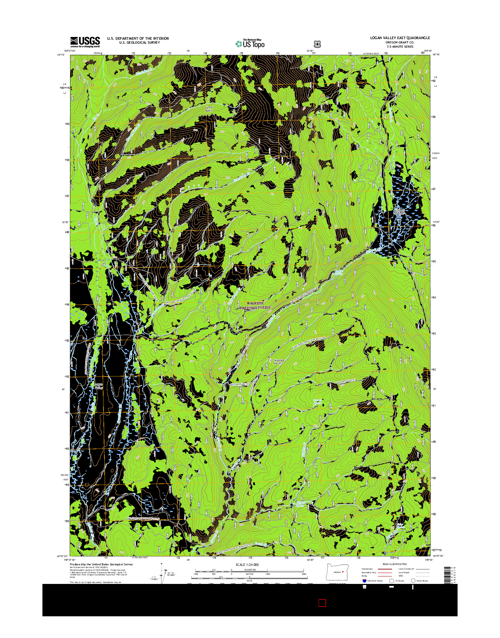 USGS US TOPO 7.5-MINUTE MAP FOR LOGAN VALLEY EAST, OR 2017