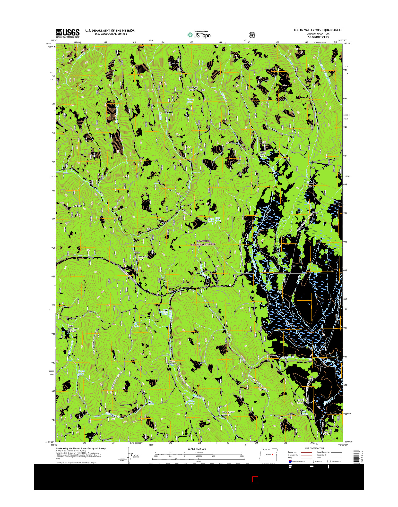 USGS US TOPO 7.5-MINUTE MAP FOR LOGAN VALLEY WEST, OR 2017