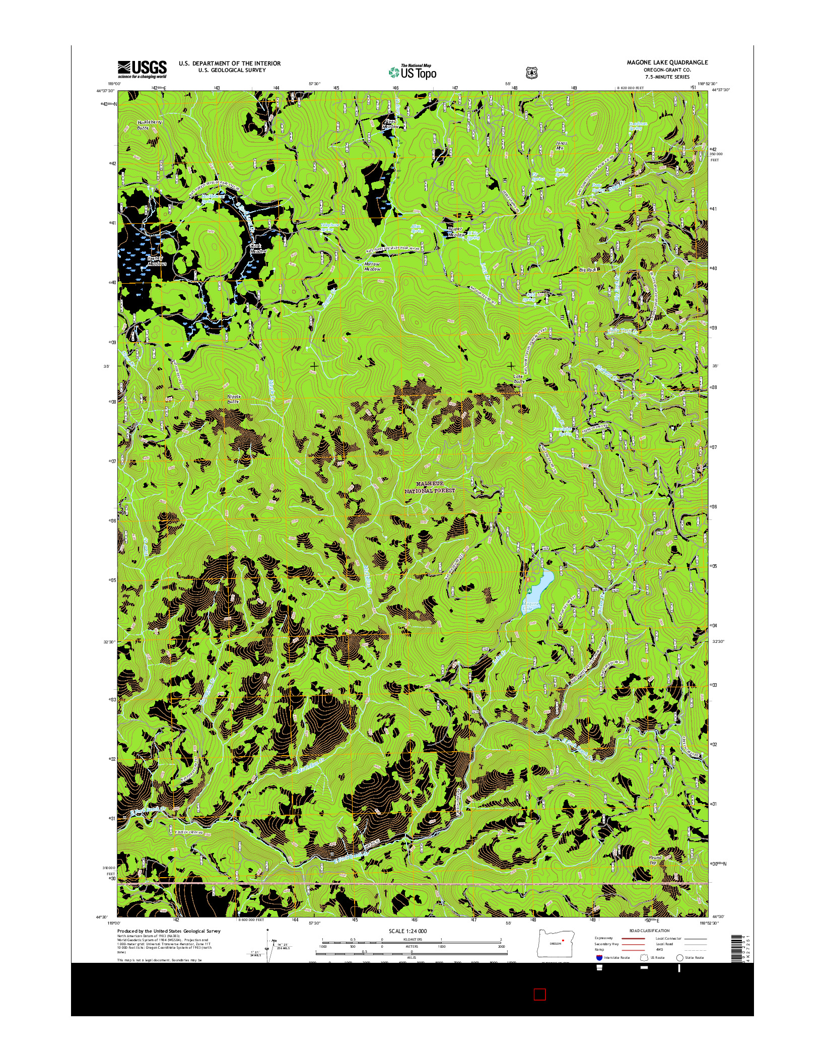 USGS US TOPO 7.5-MINUTE MAP FOR MAGONE LAKE, OR 2017