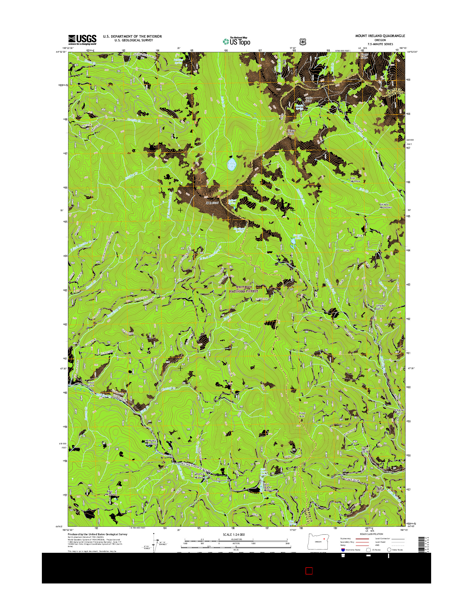 USGS US TOPO 7.5-MINUTE MAP FOR MOUNT IRELAND, OR 2017