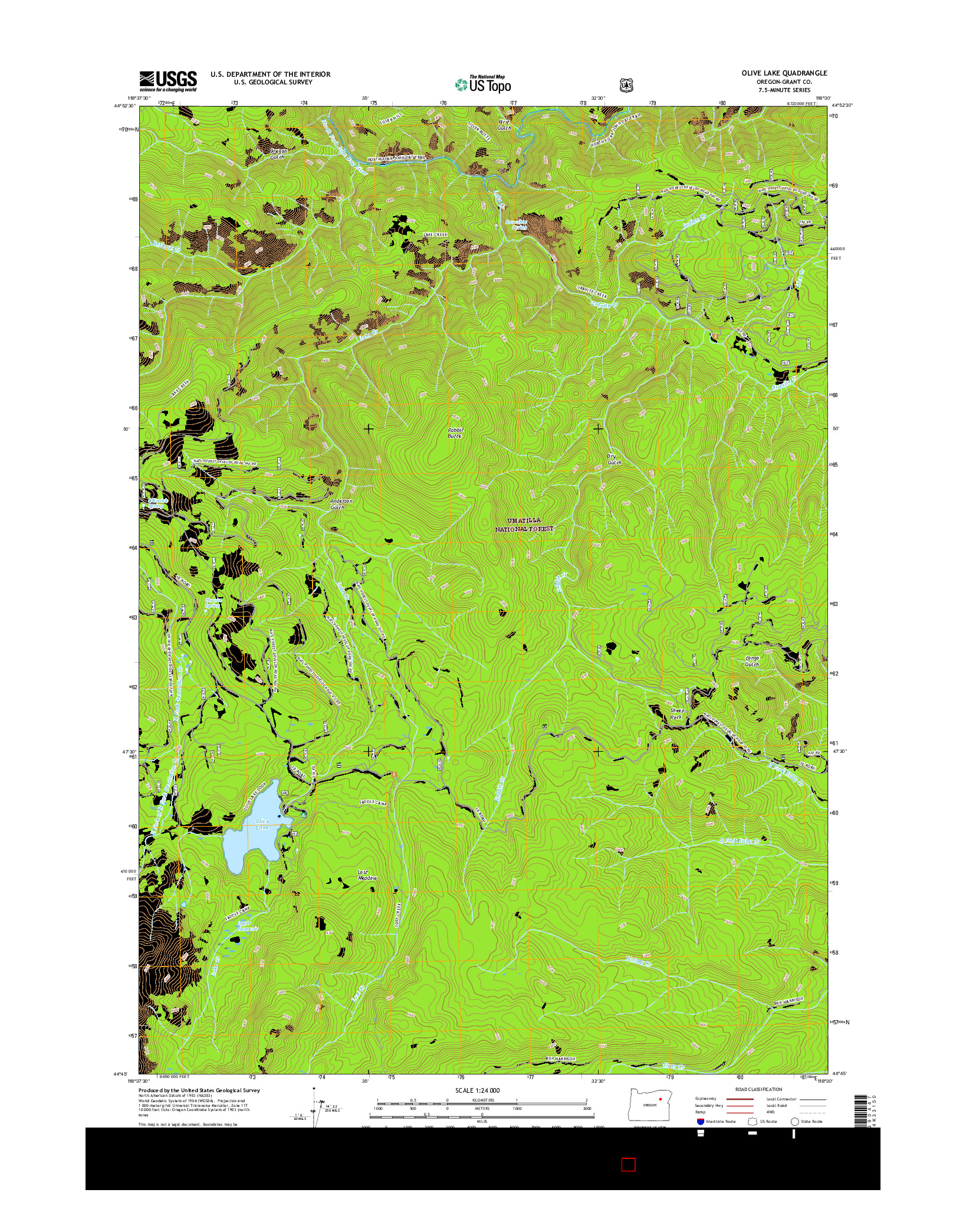 USGS US TOPO 7.5-MINUTE MAP FOR OLIVE LAKE, OR 2017
