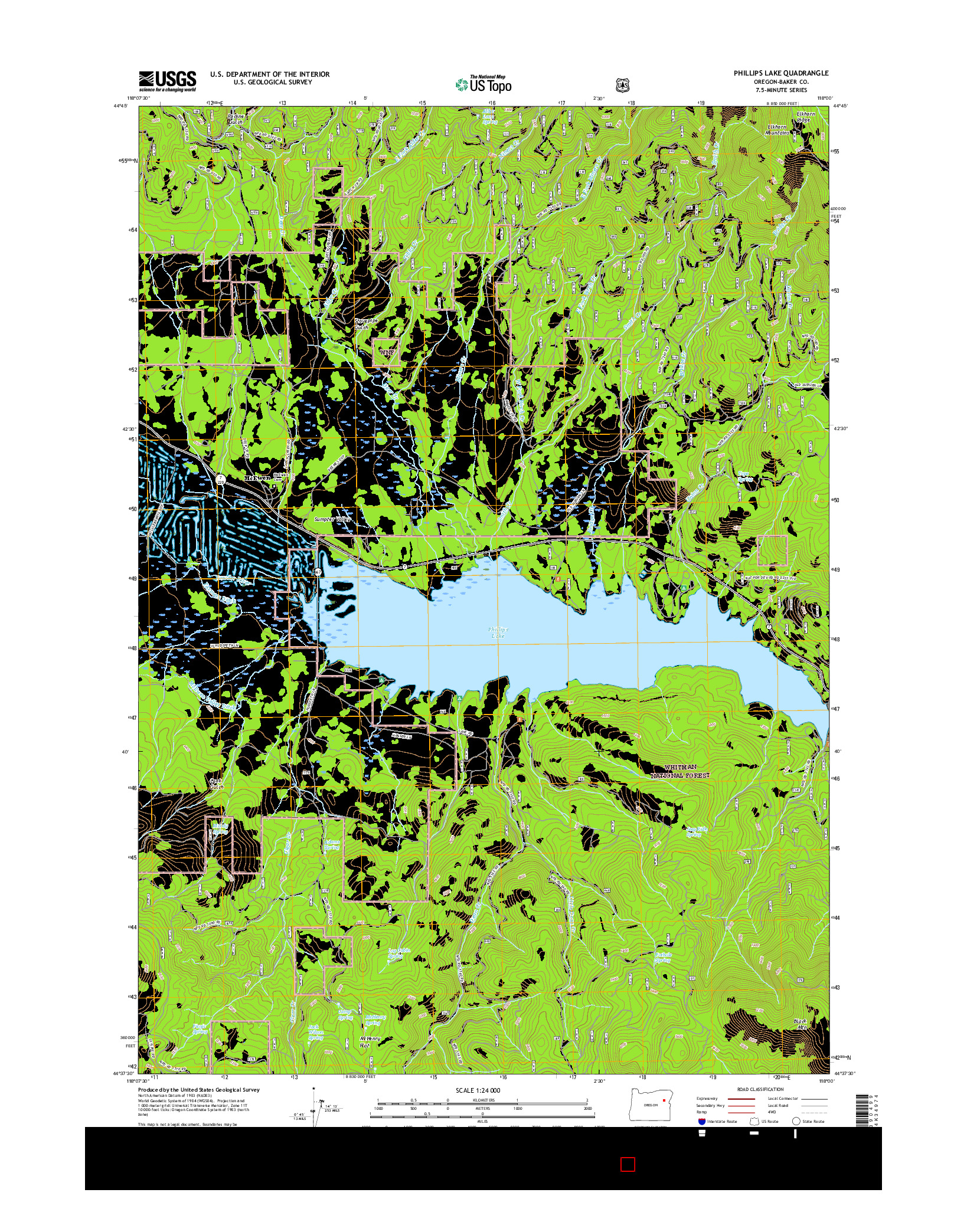 USGS US TOPO 7.5-MINUTE MAP FOR PHILLIPS LAKE, OR 2017