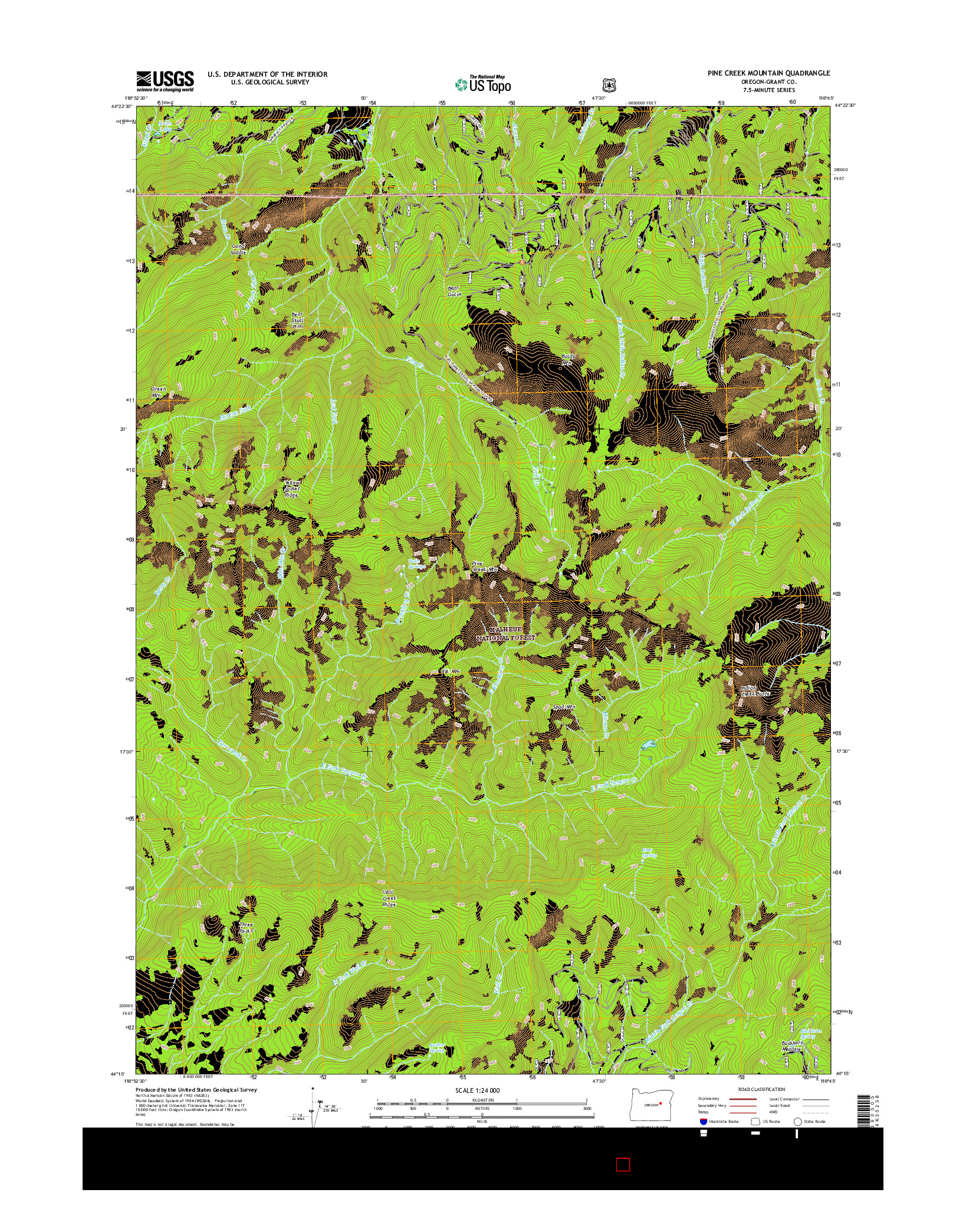 USGS US TOPO 7.5-MINUTE MAP FOR PINE CREEK MOUNTAIN, OR 2017