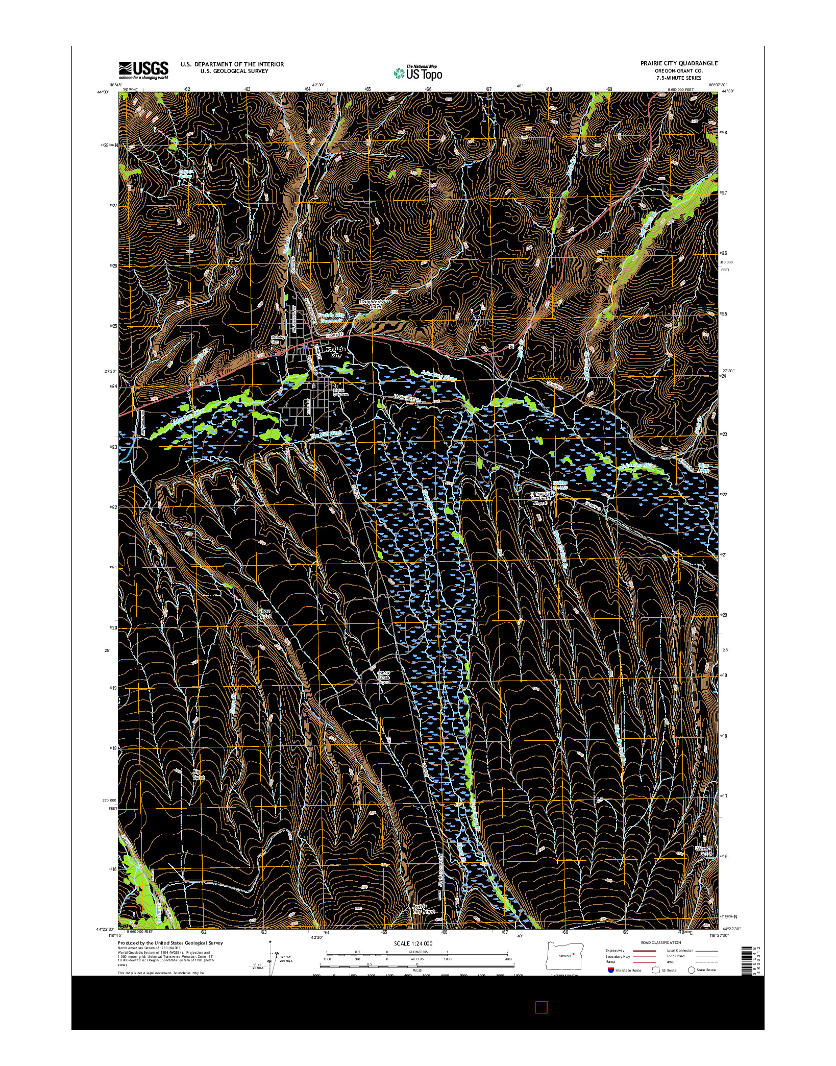 USGS US TOPO 7.5-MINUTE MAP FOR PRAIRIE CITY, OR 2017