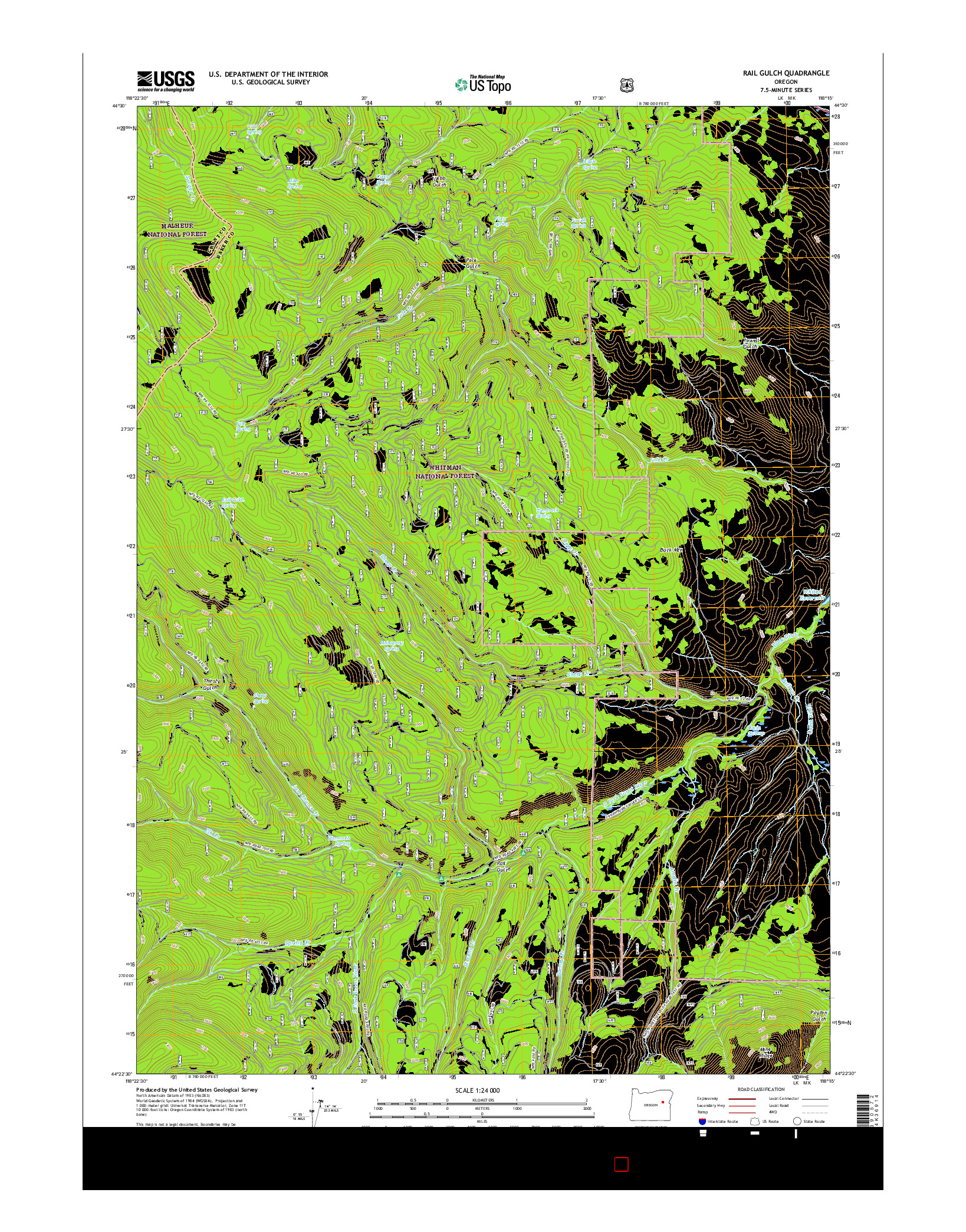 USGS US TOPO 7.5-MINUTE MAP FOR RAIL GULCH, OR 2017