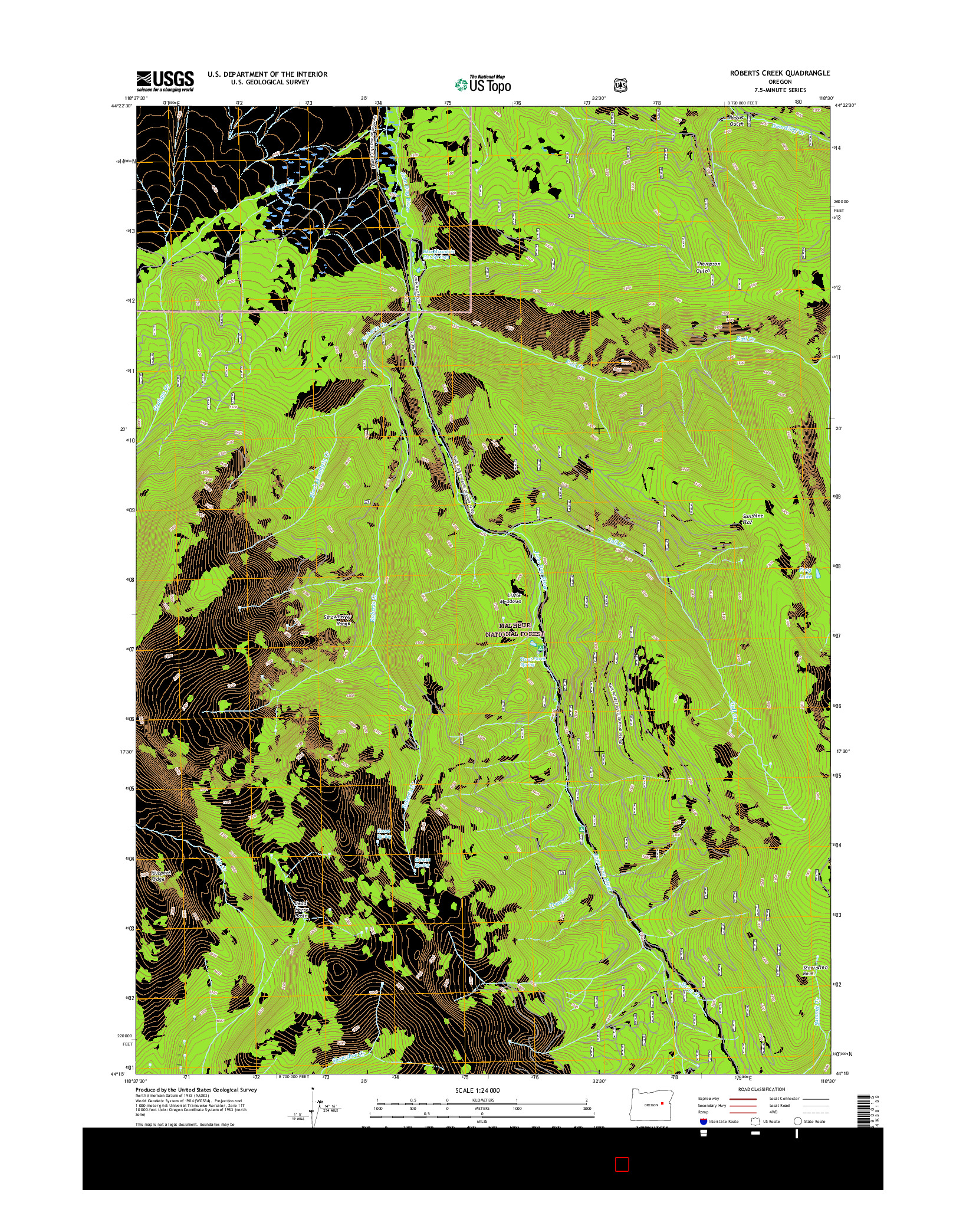 USGS US TOPO 7.5-MINUTE MAP FOR ROBERTS CREEK, OR 2017