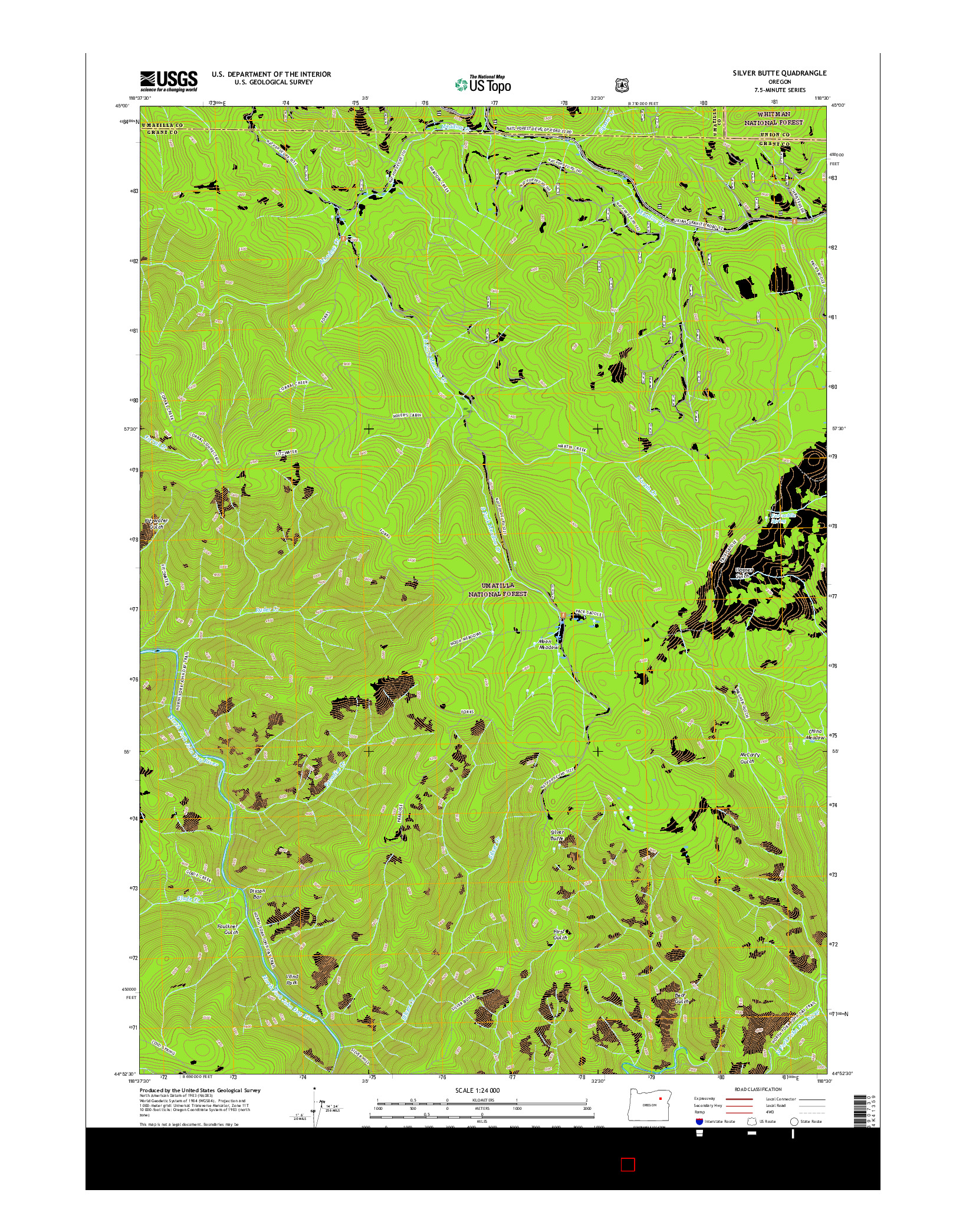 USGS US TOPO 7.5-MINUTE MAP FOR SILVER BUTTE, OR 2017