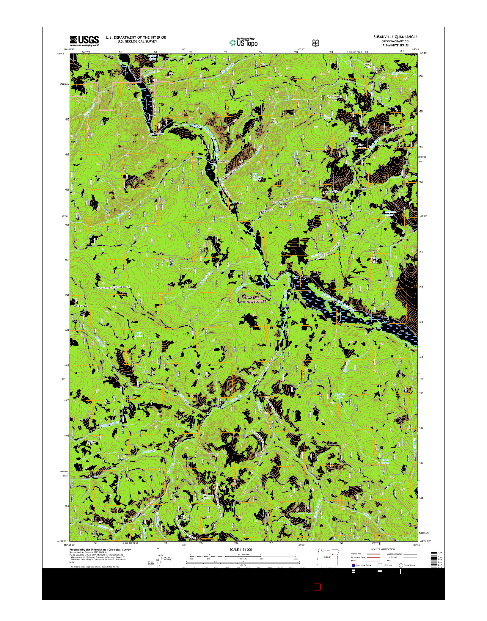 USGS US TOPO 7.5-MINUTE MAP FOR SUSANVILLE, OR 2017