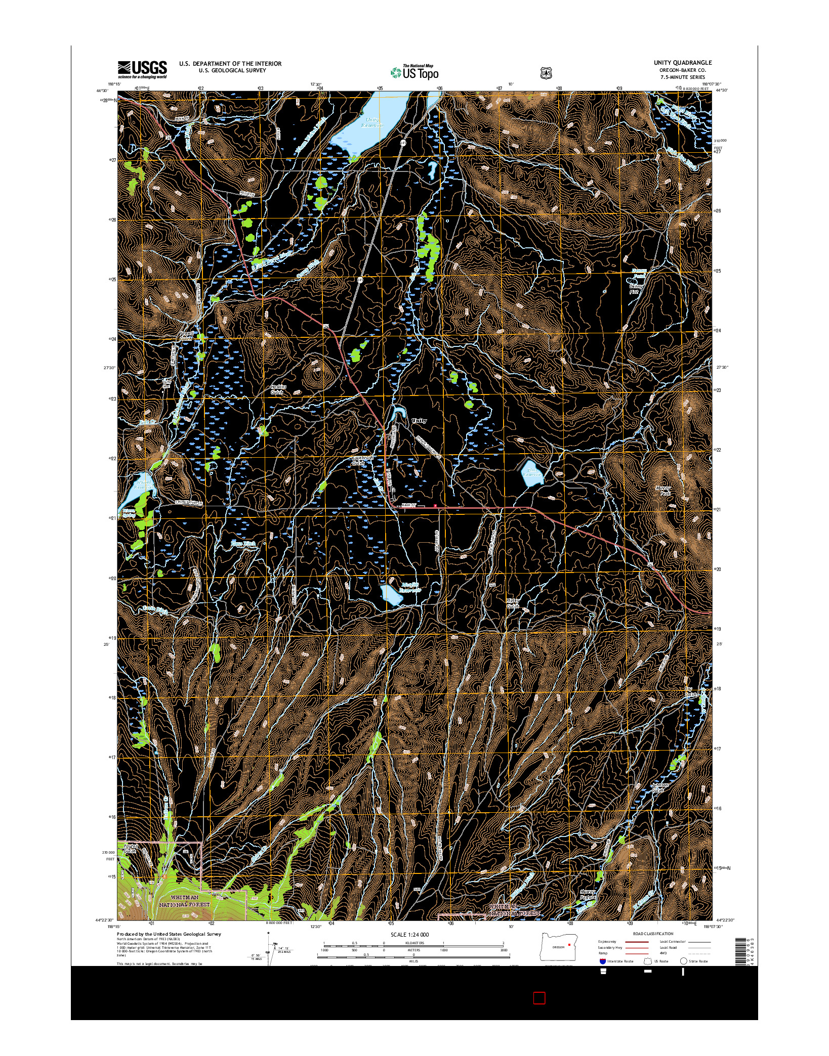 USGS US TOPO 7.5-MINUTE MAP FOR UNITY, OR 2017