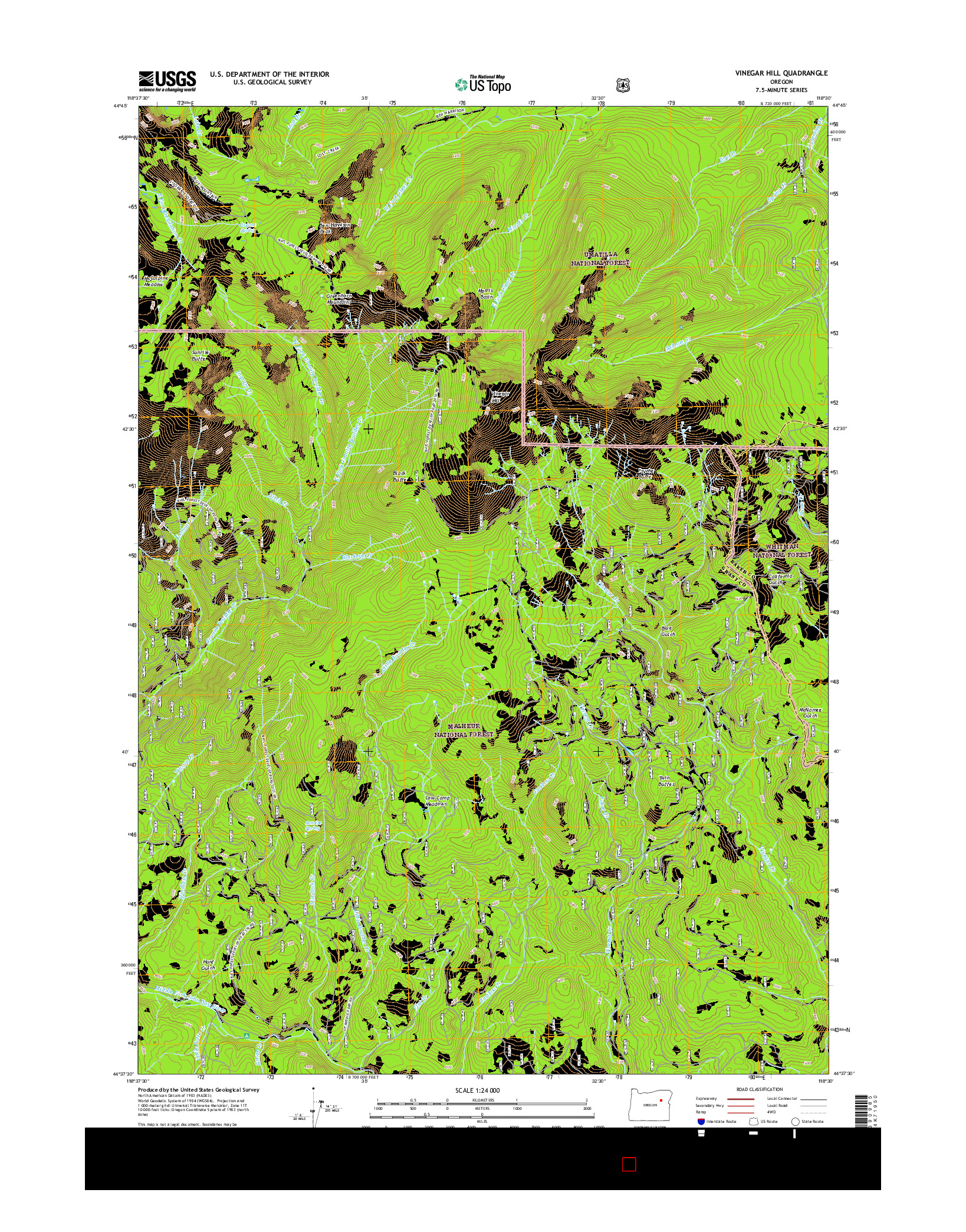 USGS US TOPO 7.5-MINUTE MAP FOR VINEGAR HILL, OR 2017