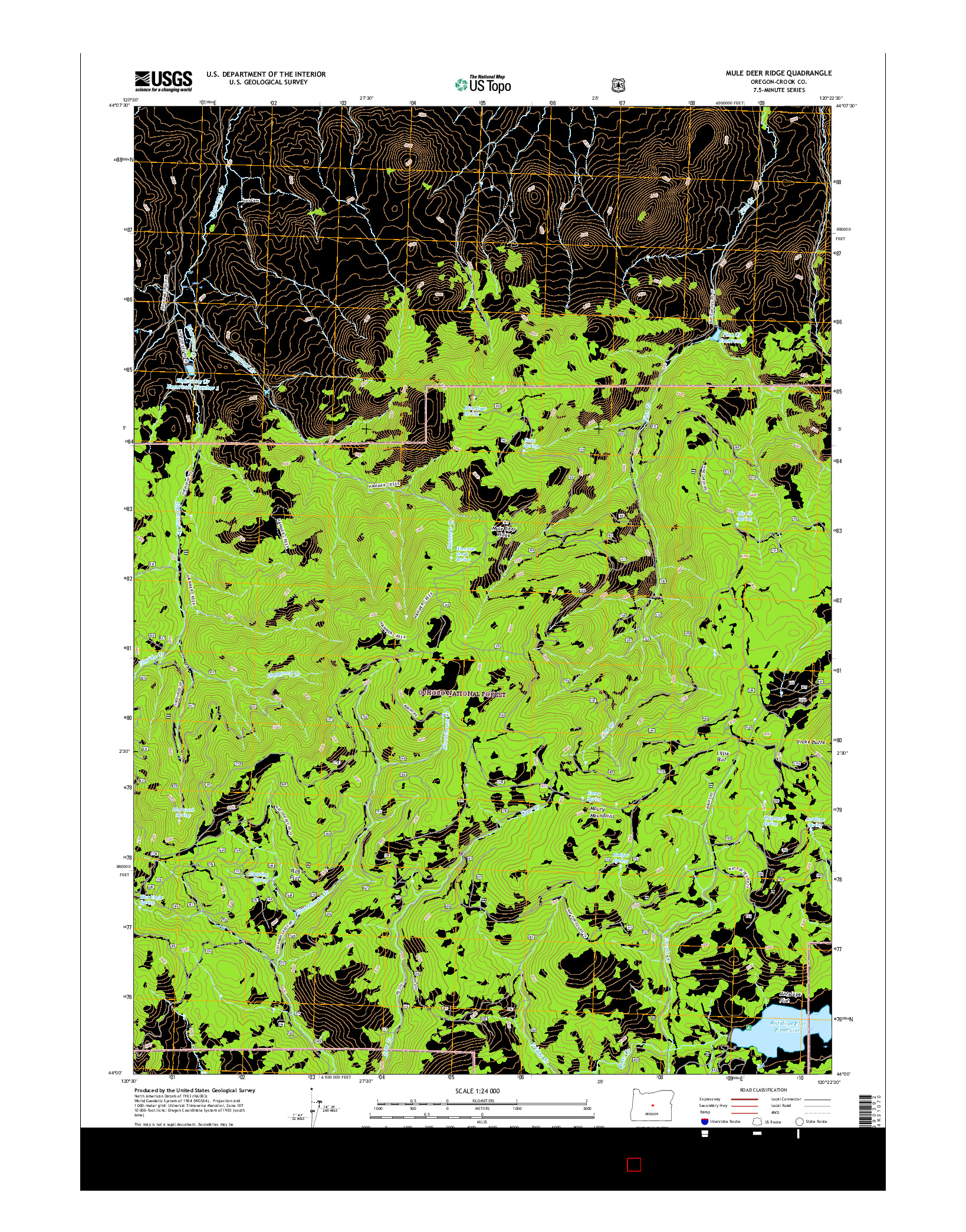 USGS US TOPO 7.5-MINUTE MAP FOR MULE DEER RIDGE, OR 2017