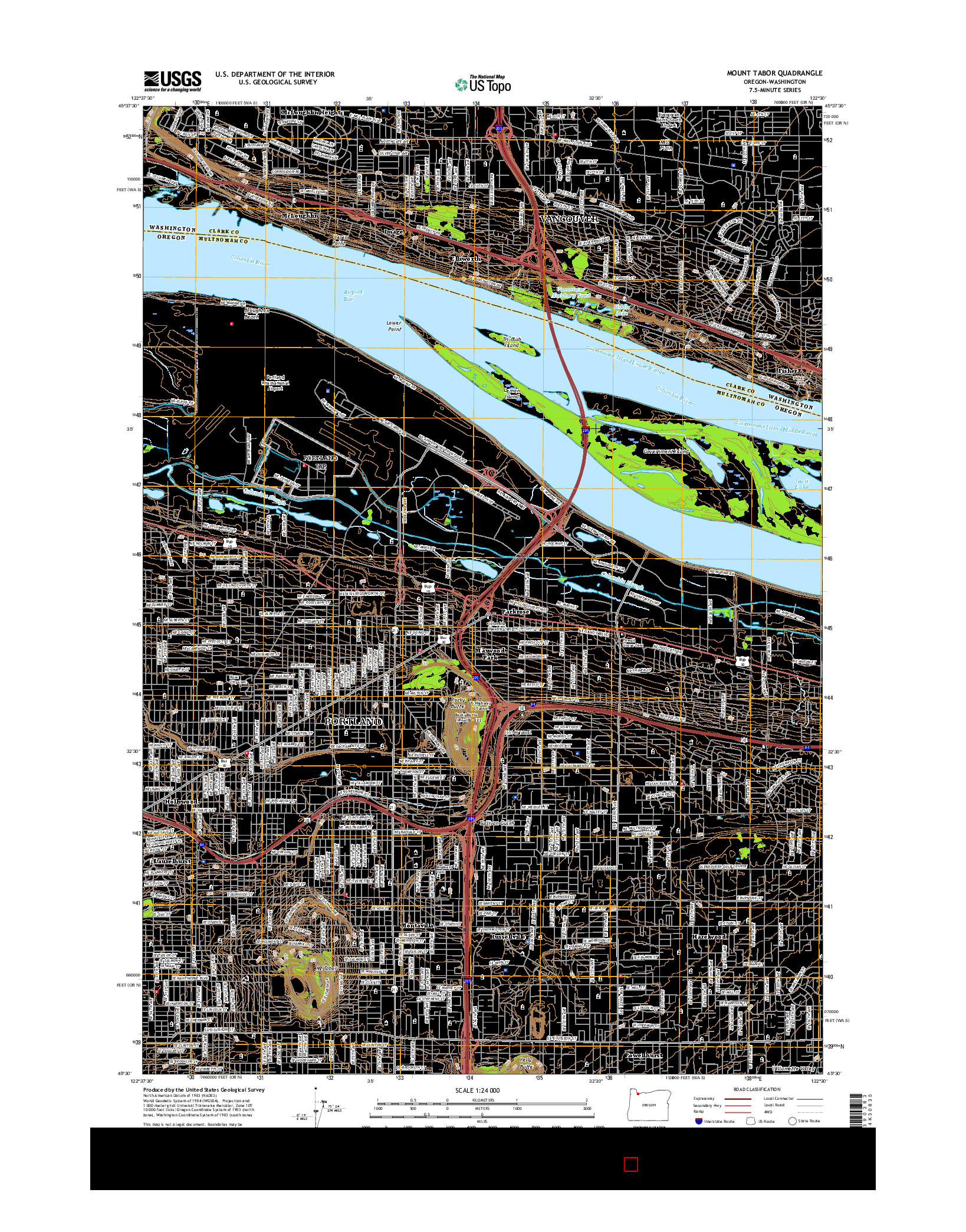 USGS US TOPO 7.5-MINUTE MAP FOR MOUNT TABOR, OR-WA 2017