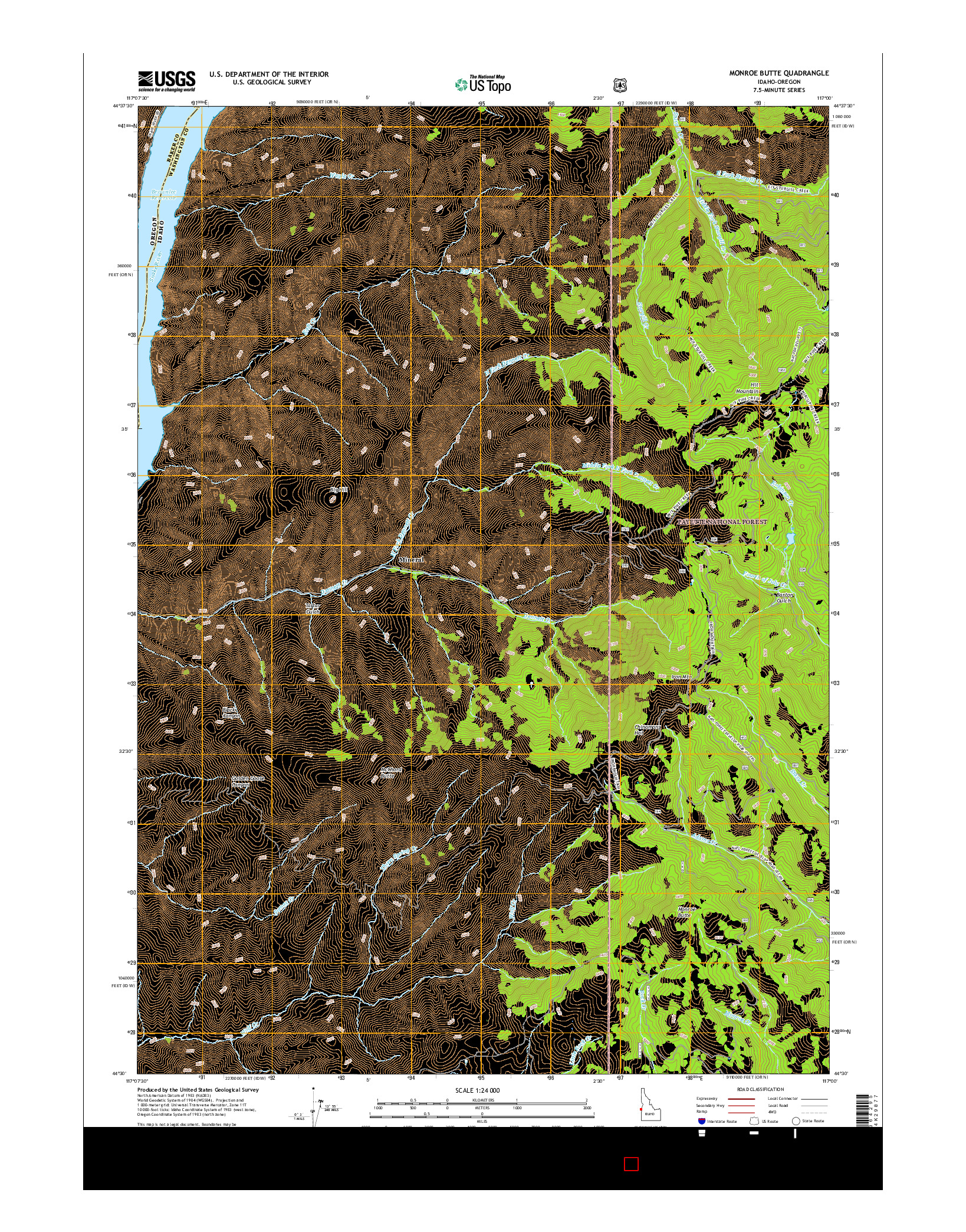 USGS US TOPO 7.5-MINUTE MAP FOR MONROE BUTTE, ID-OR 2017