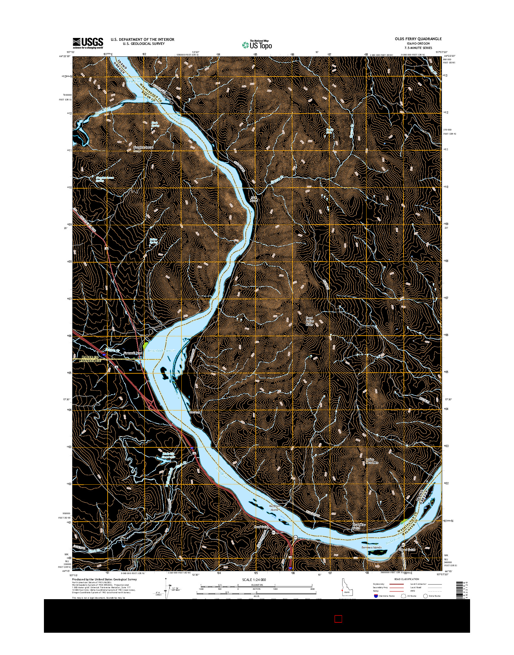 USGS US TOPO 7.5-MINUTE MAP FOR OLDS FERRY, ID-OR 2017