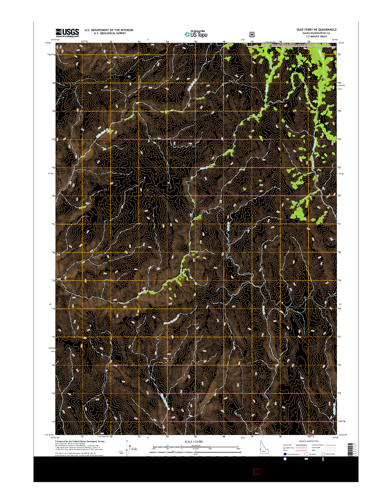 USGS US TOPO 7.5-MINUTE MAP FOR OLDS FERRY NE, ID 2017