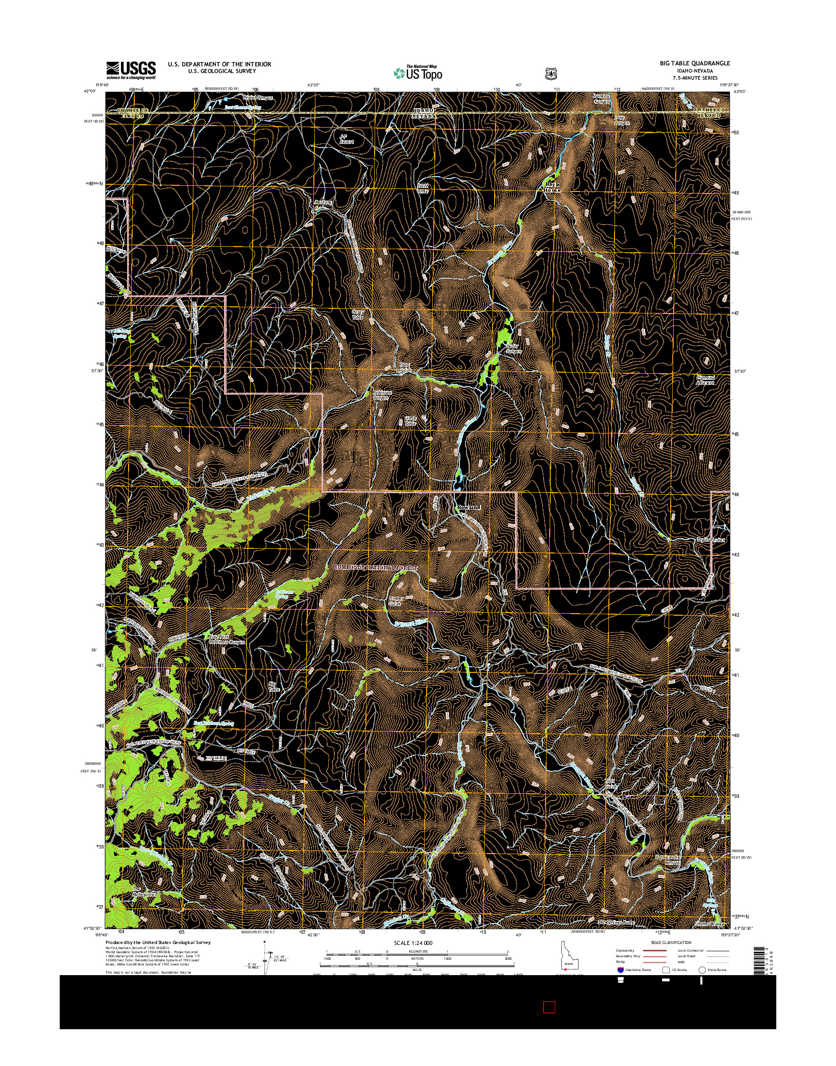 USGS US TOPO 7.5-MINUTE MAP FOR BIG TABLE, ID-NV 2017