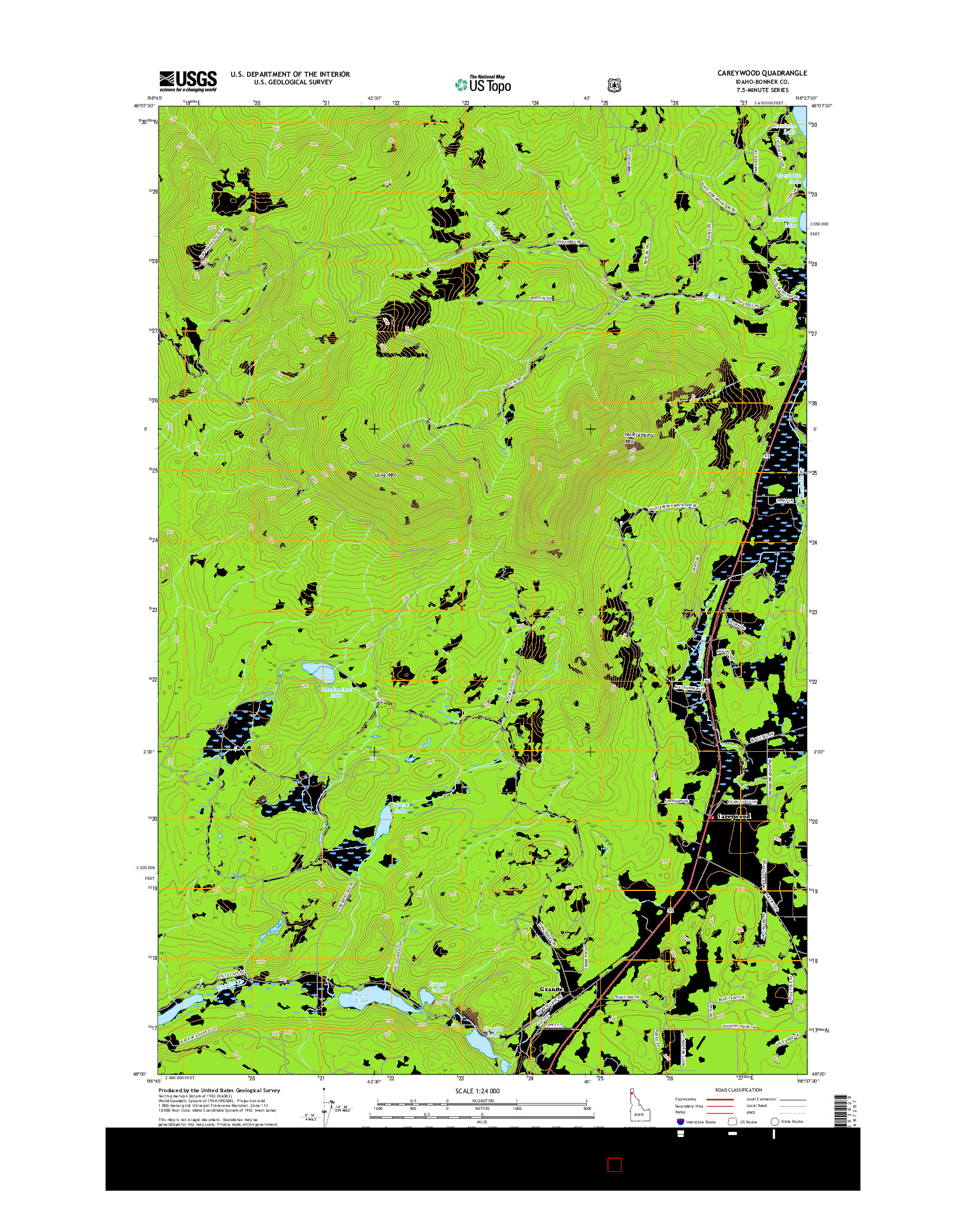 USGS US TOPO 7.5-MINUTE MAP FOR CAREYWOOD, ID 2017