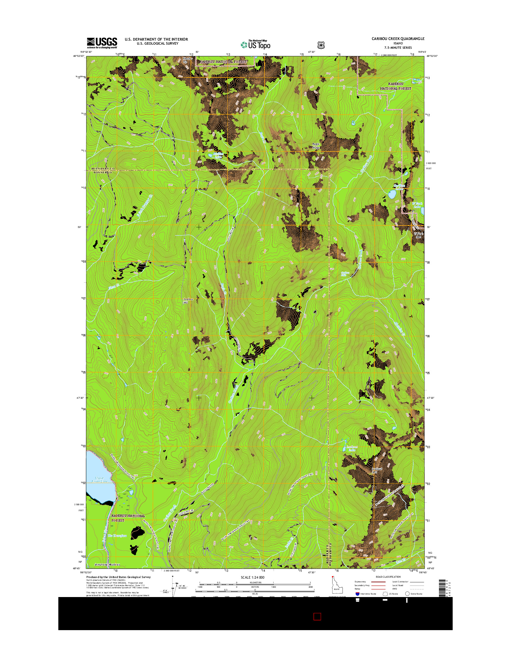 USGS US TOPO 7.5-MINUTE MAP FOR CARIBOU CREEK, ID 2017