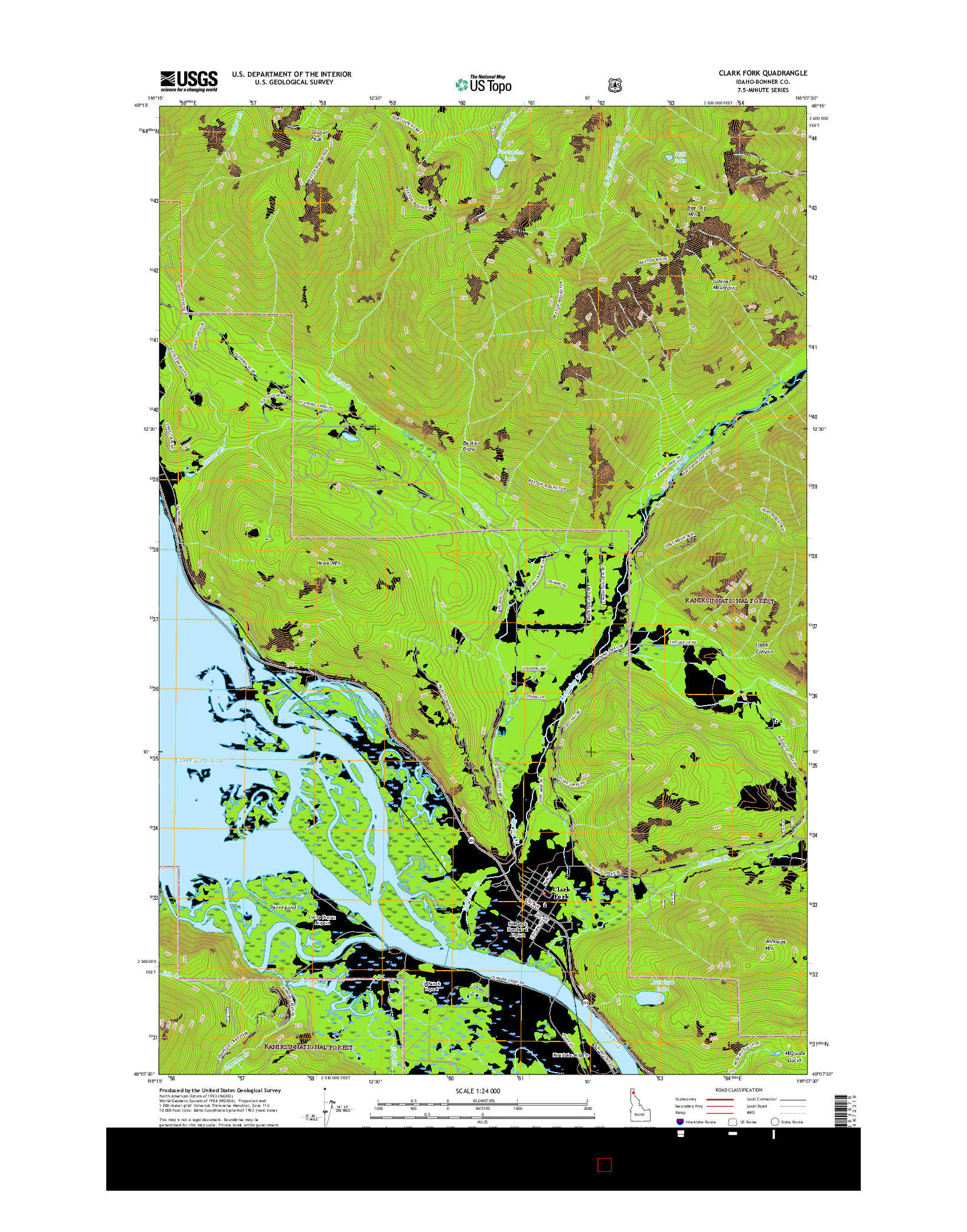 USGS US TOPO 7.5-MINUTE MAP FOR CLARK FORK, ID 2017