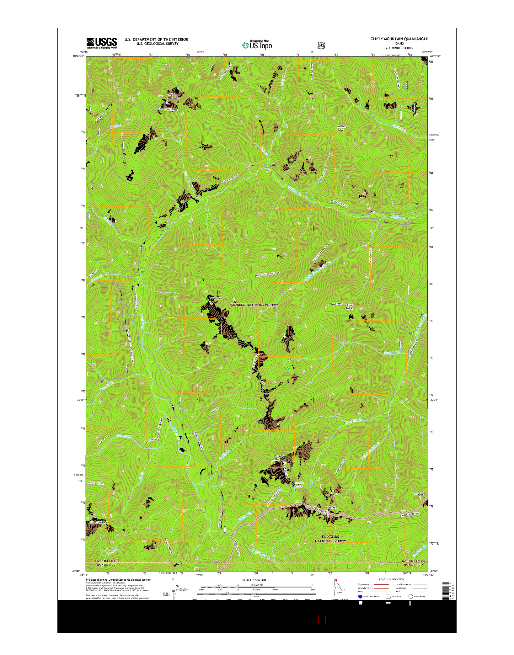 USGS US TOPO 7.5-MINUTE MAP FOR CLIFTY MOUNTAIN, ID 2017