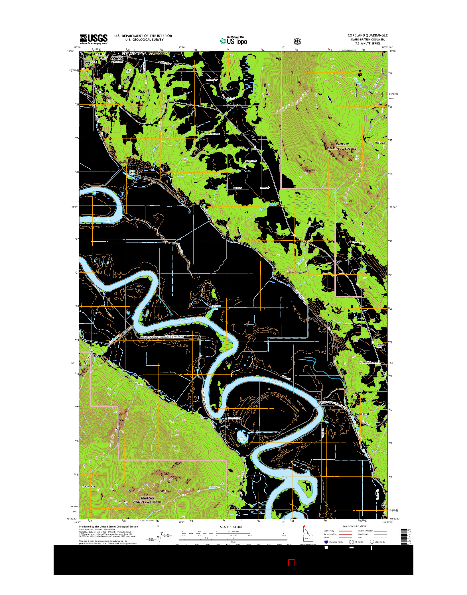 USGS US TOPO 7.5-MINUTE MAP FOR COPELAND, ID-BC 2017