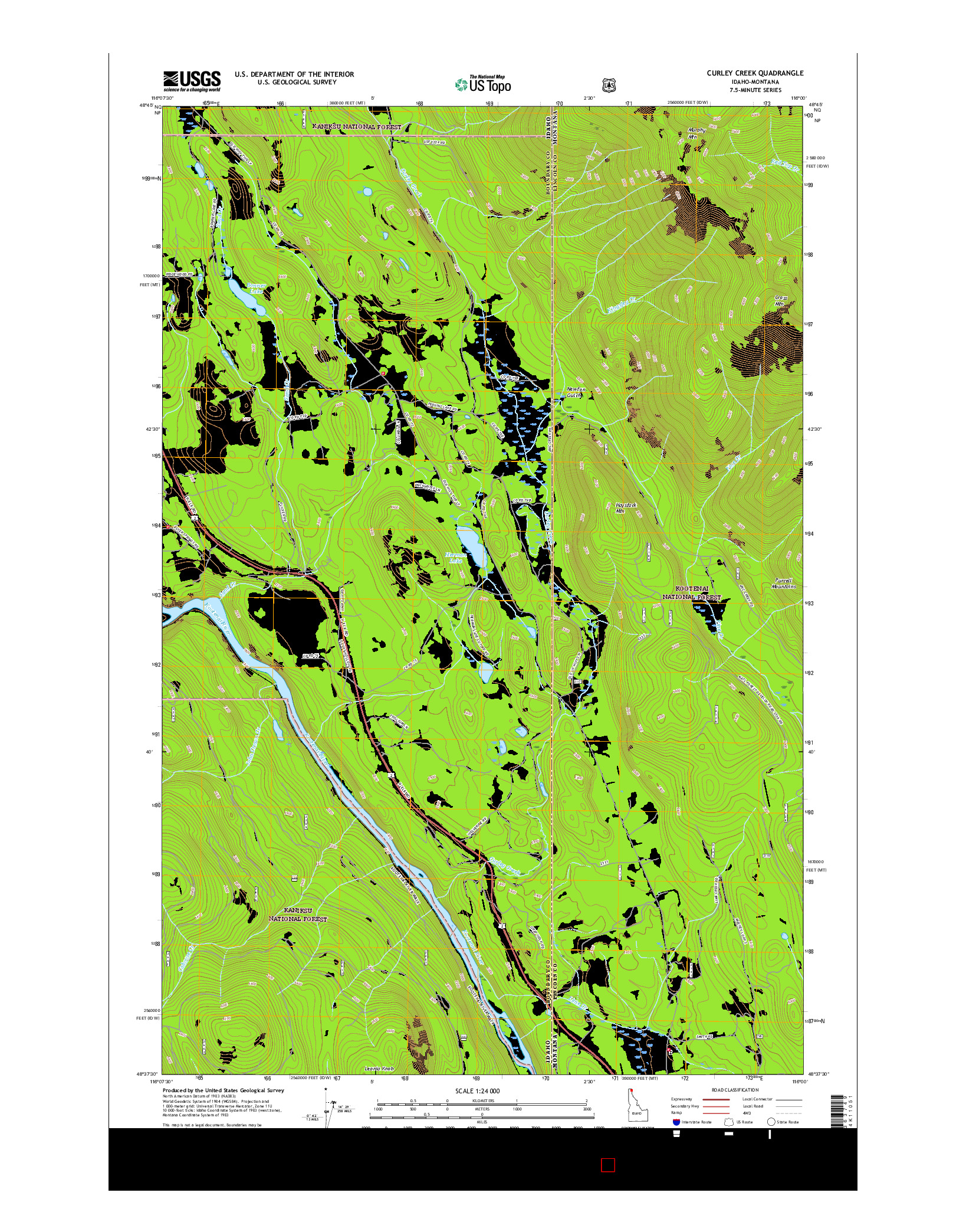 USGS US TOPO 7.5-MINUTE MAP FOR CURLEY CREEK, ID-MT 2017