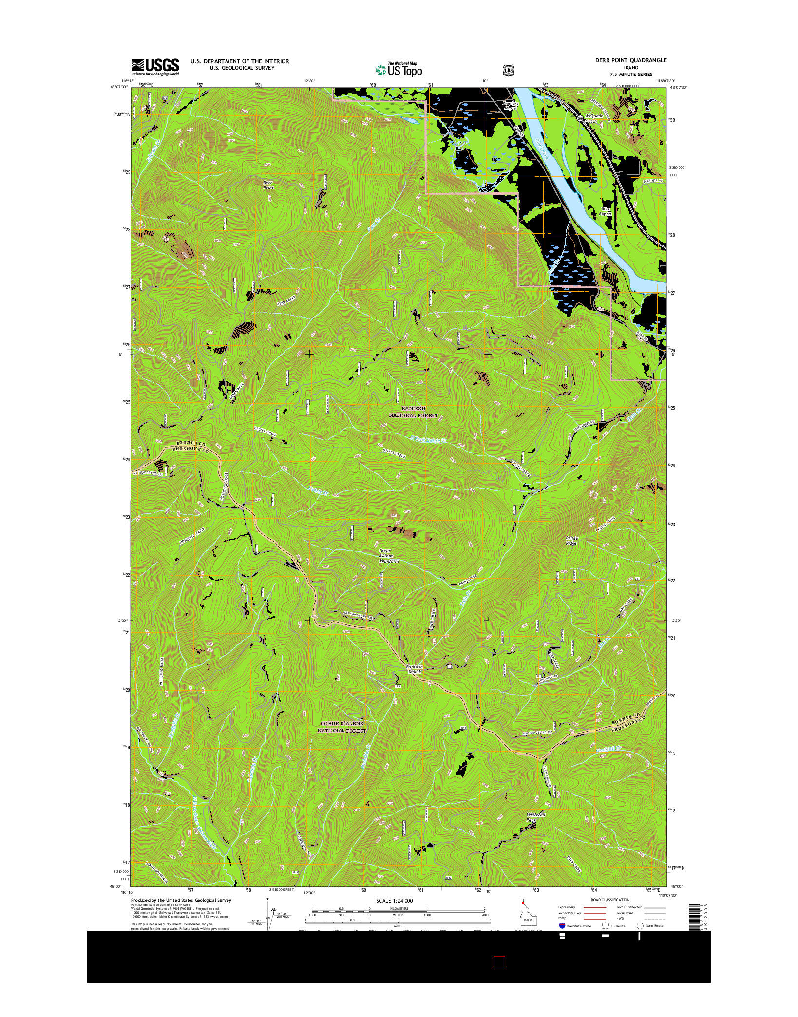 USGS US TOPO 7.5-MINUTE MAP FOR DERR POINT, ID 2017