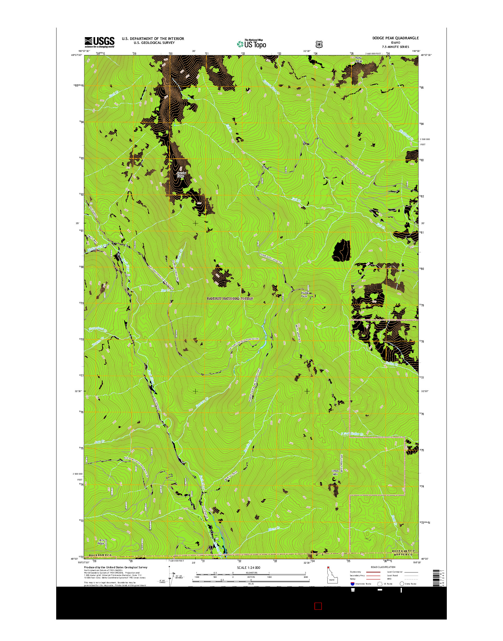 USGS US TOPO 7.5-MINUTE MAP FOR DODGE PEAK, ID 2017