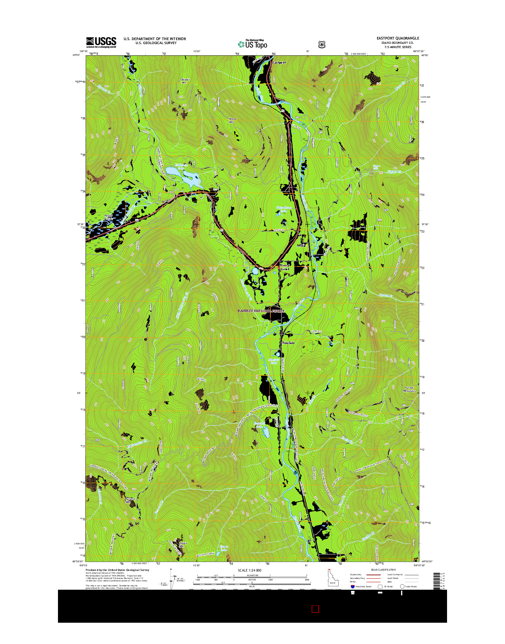 USGS US TOPO 7.5-MINUTE MAP FOR EASTPORT, ID 2017