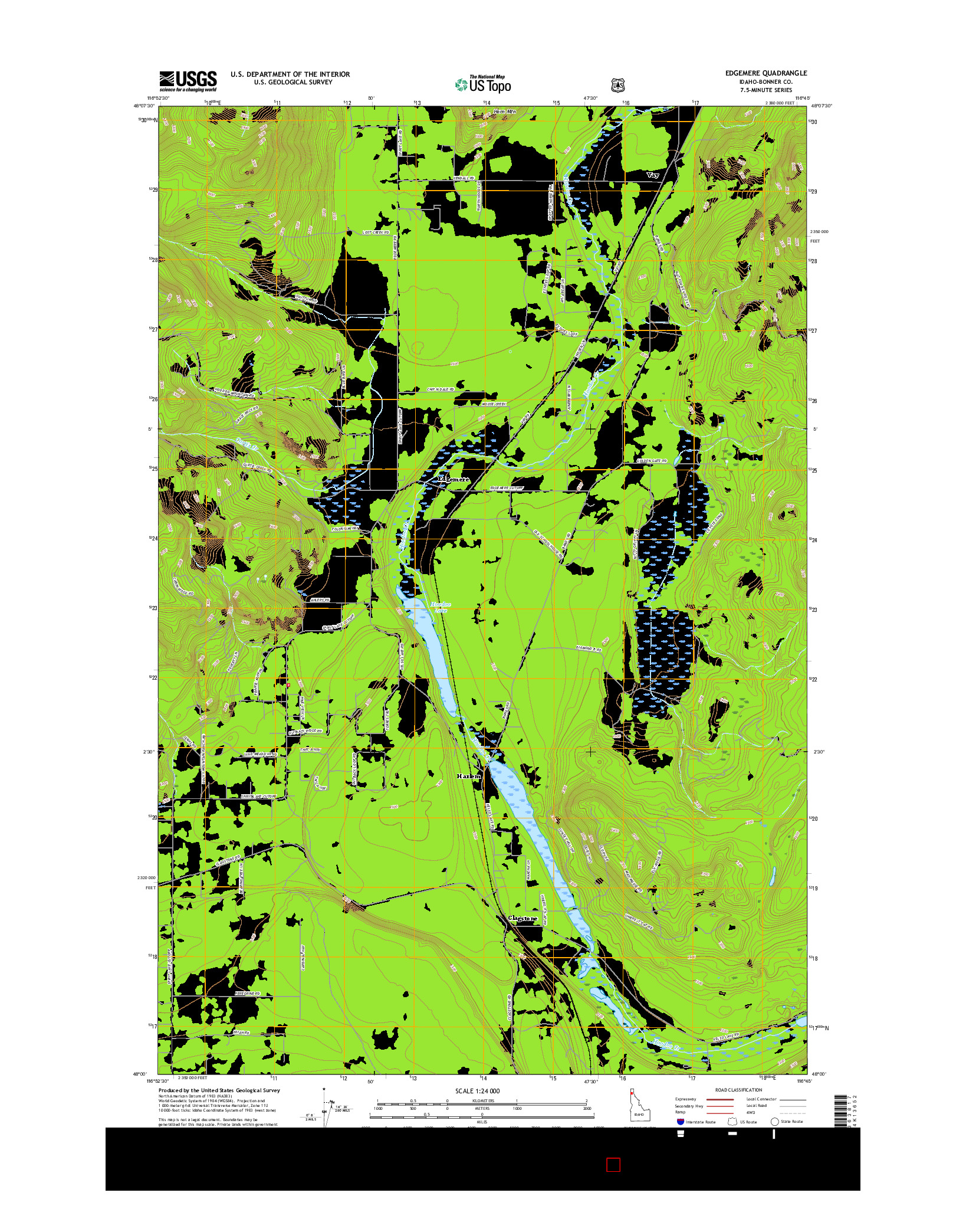 USGS US TOPO 7.5-MINUTE MAP FOR EDGEMERE, ID 2017