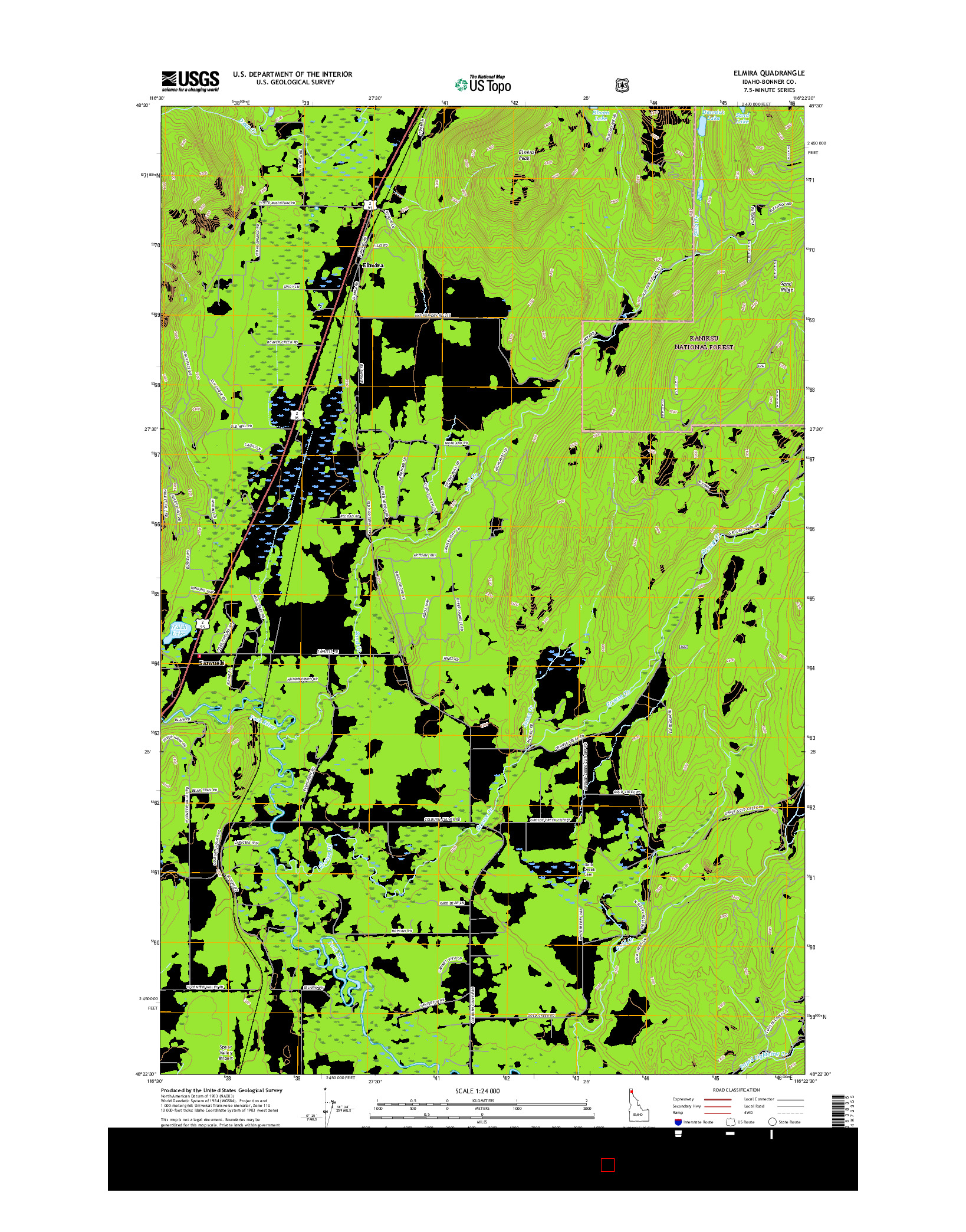 USGS US TOPO 7.5-MINUTE MAP FOR ELMIRA, ID 2017