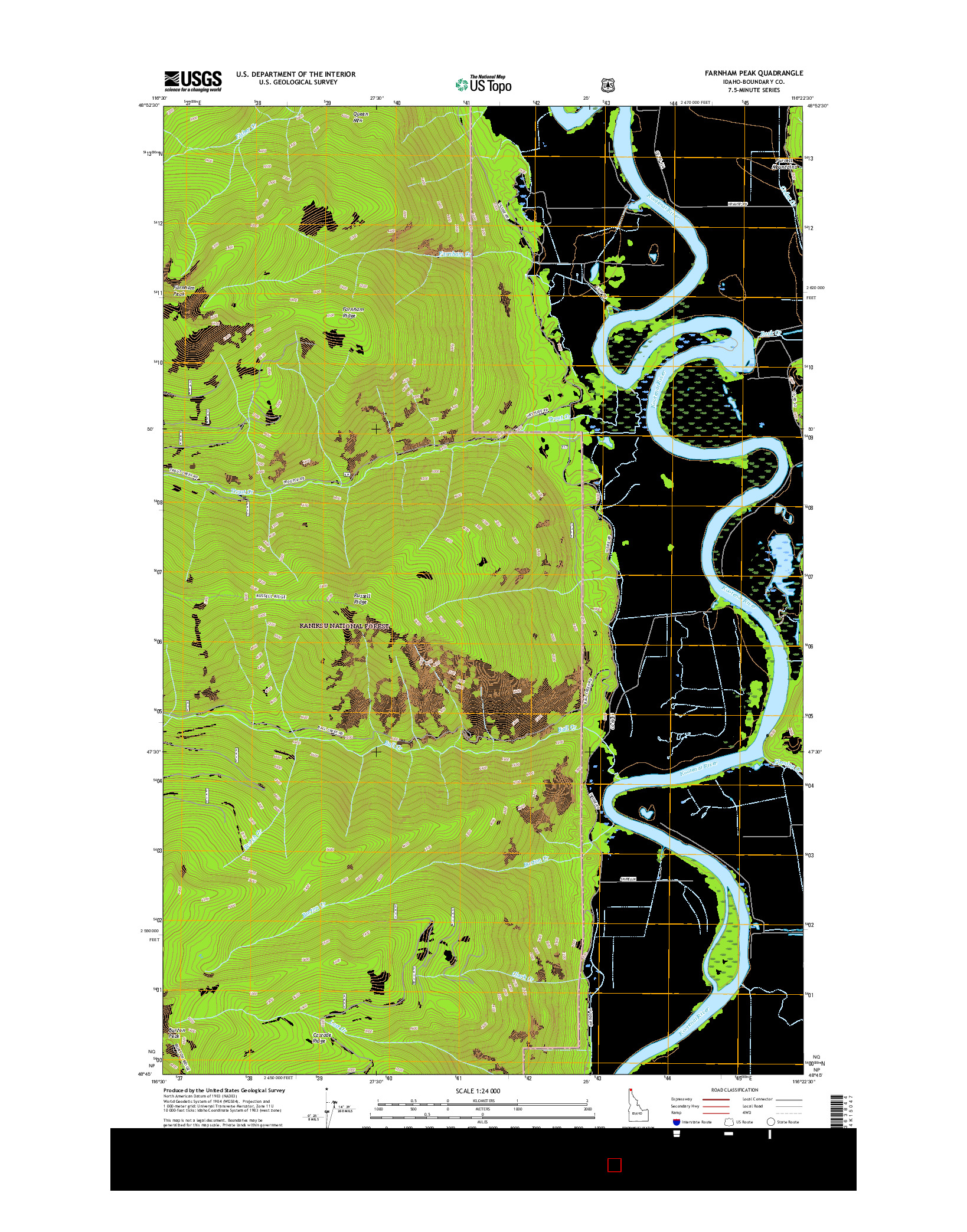 USGS US TOPO 7.5-MINUTE MAP FOR FARNHAM PEAK, ID 2017