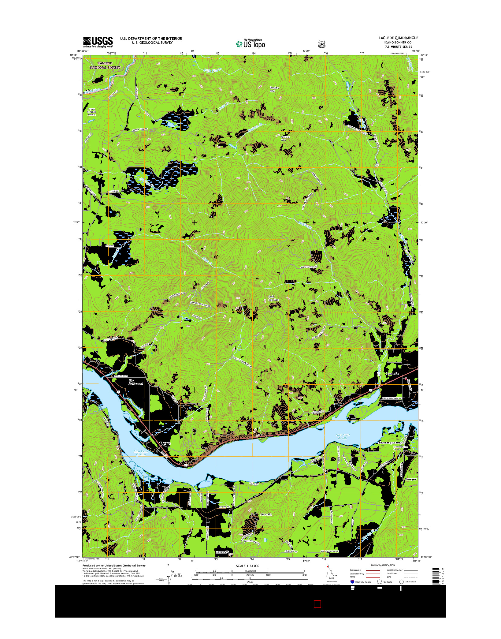 USGS US TOPO 7.5-MINUTE MAP FOR LACLEDE, ID 2017