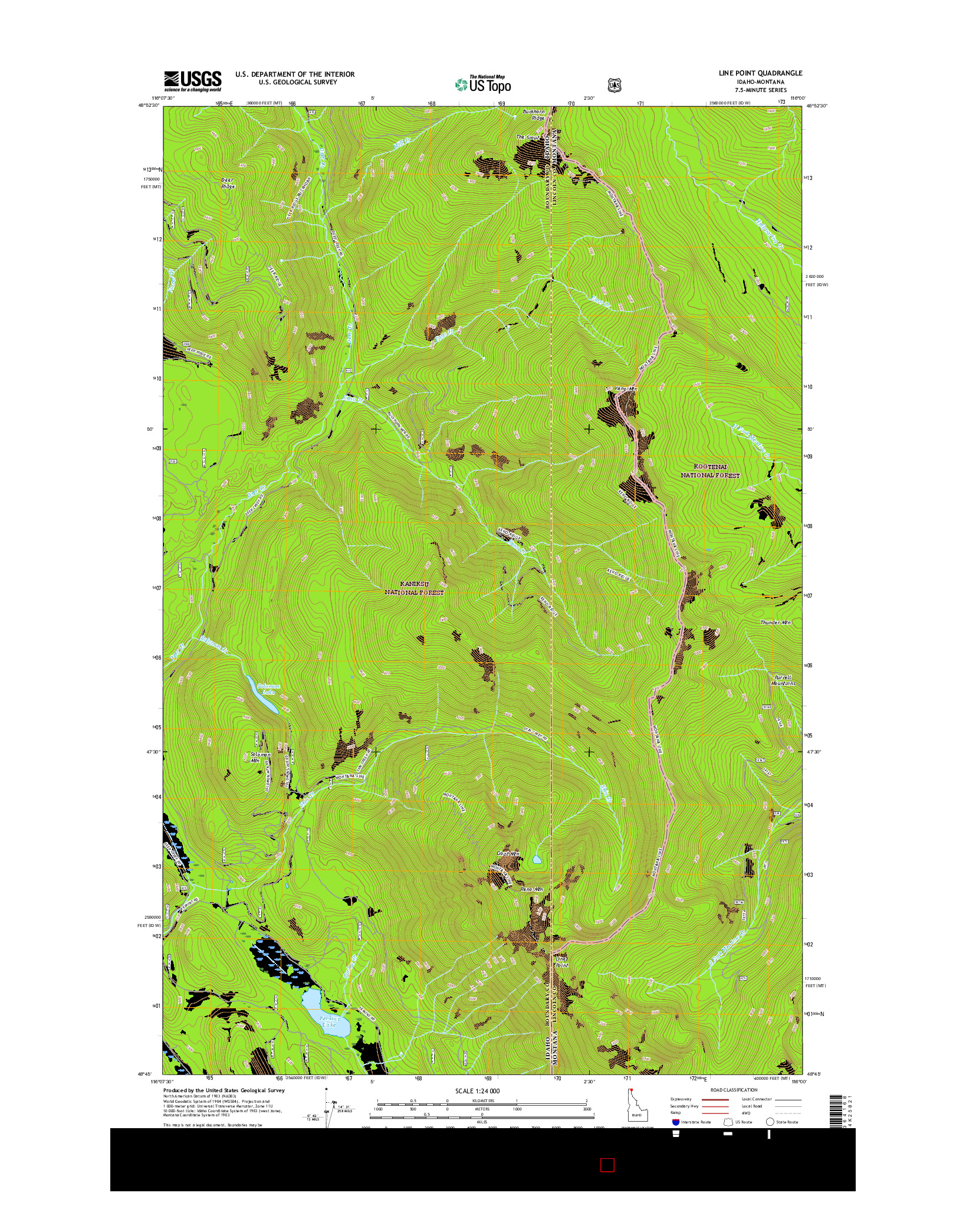 USGS US TOPO 7.5-MINUTE MAP FOR LINE POINT, ID-MT 2017